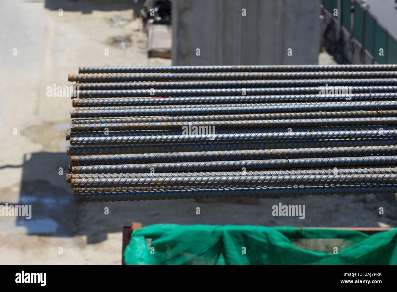 steel rebar in a construction site in a construction site Stock Photo ...