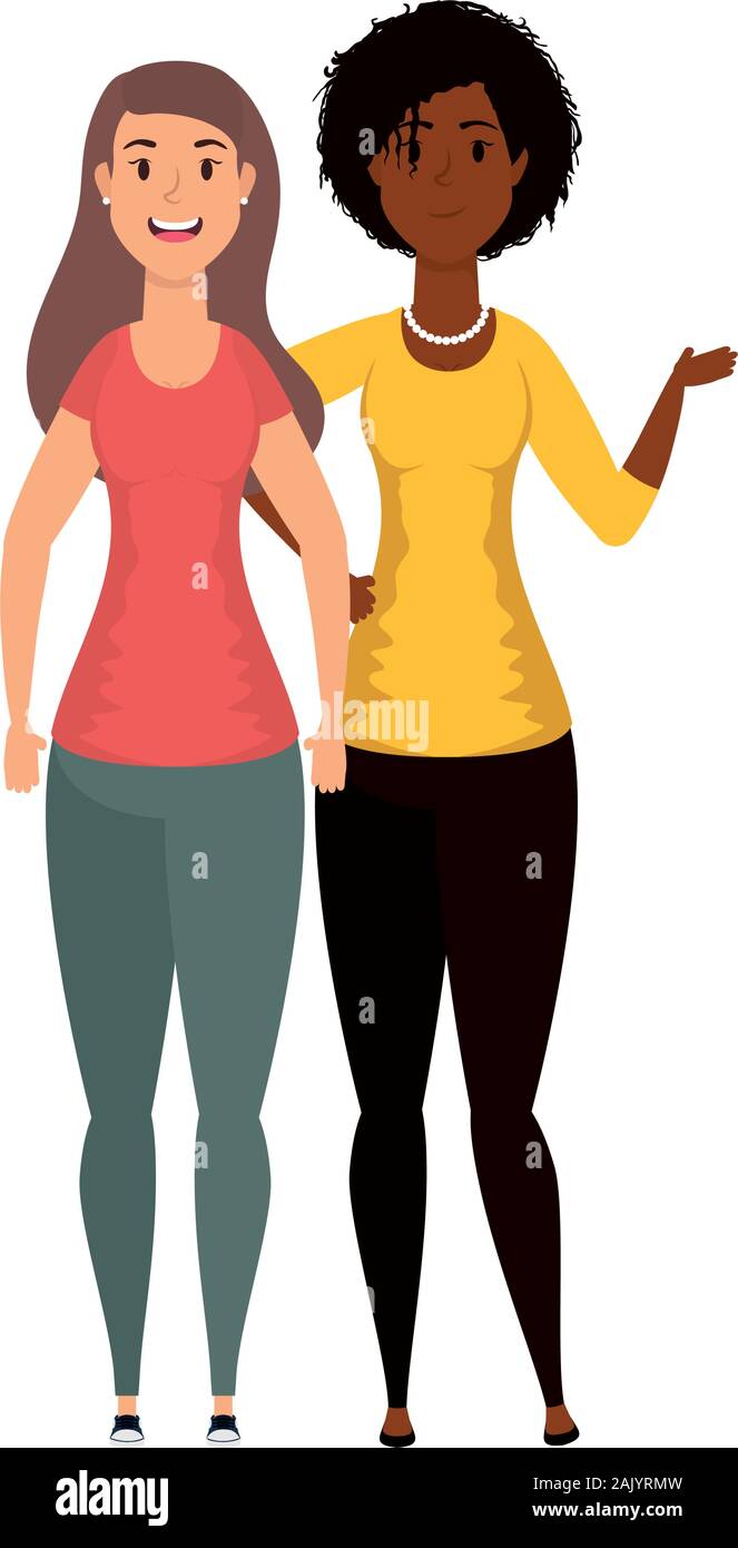 young interracial girls avatars characters Stock Vector Image & Art - Alamy
