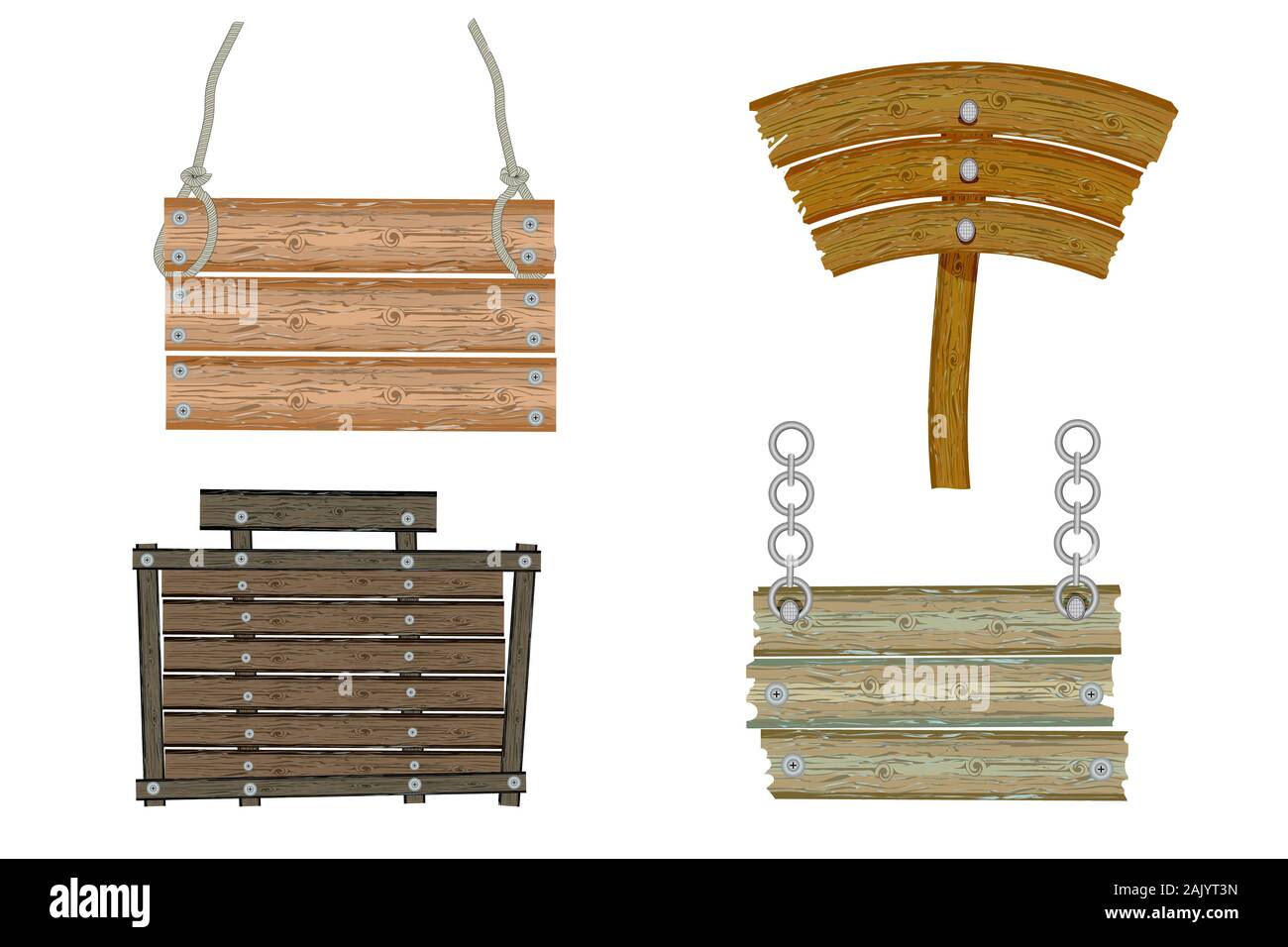 Vector cartoon collection wooden blank hi-res stock photography and ...