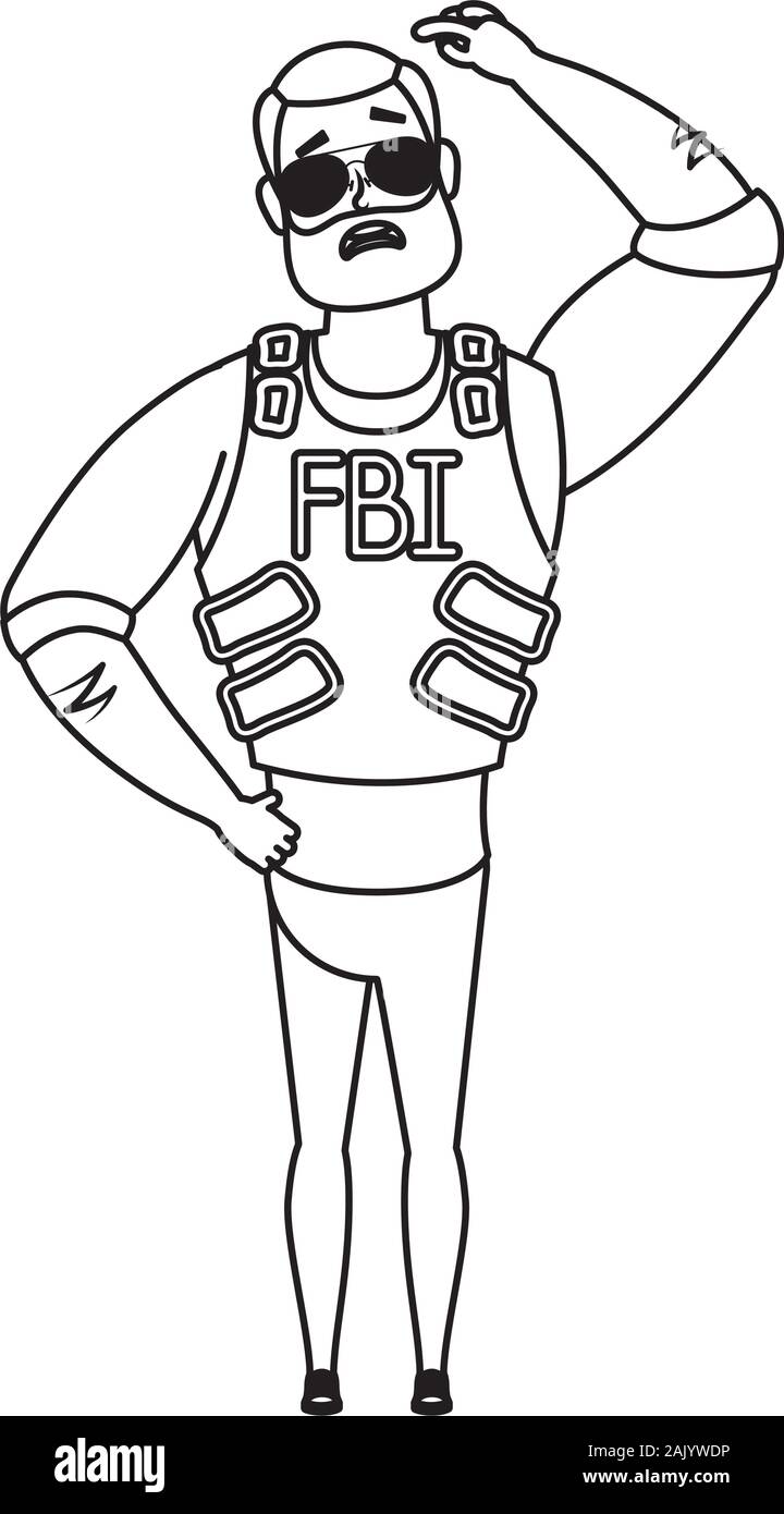 young man with beard fbi agent Stock Vector