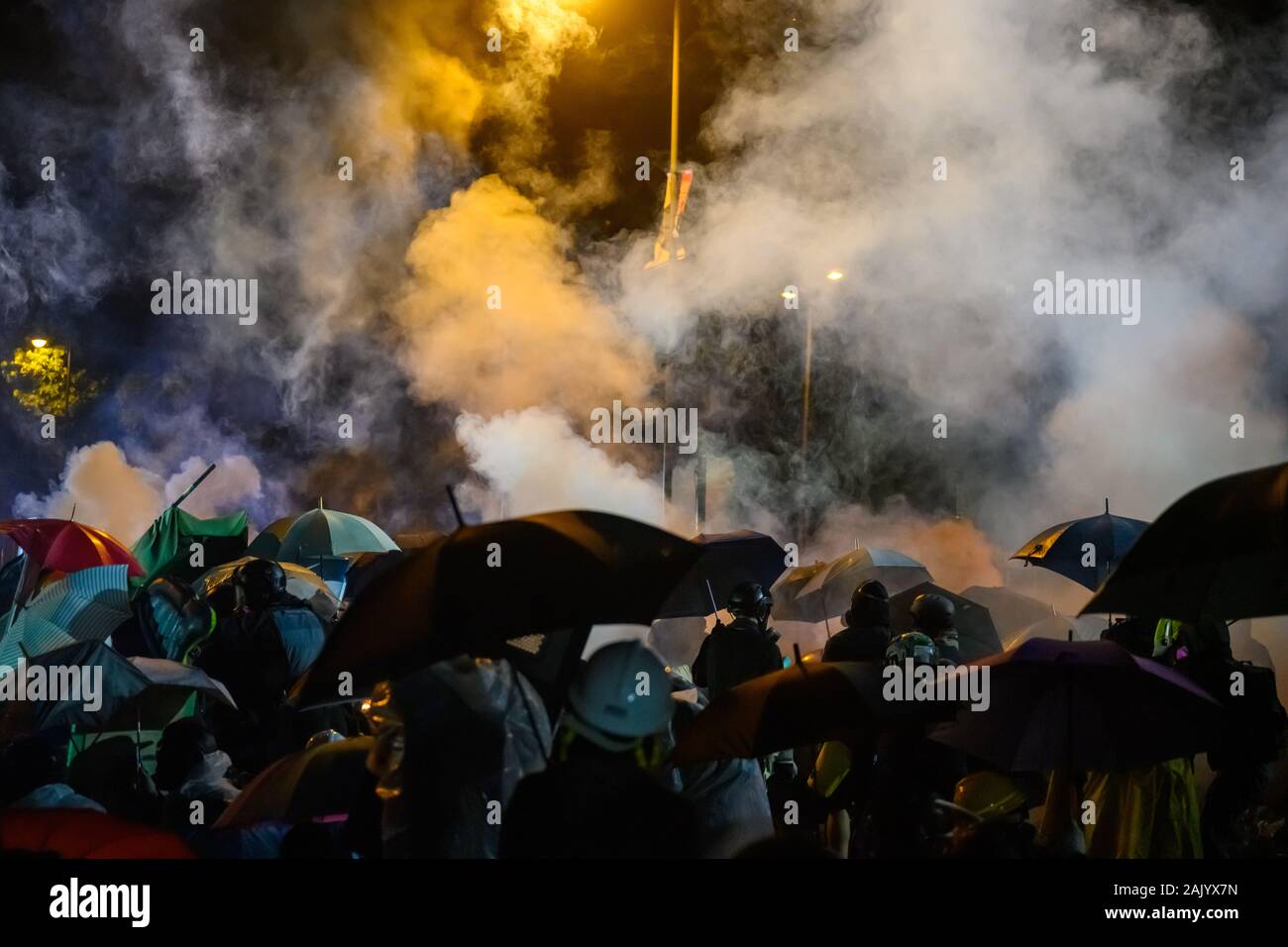 PolyU, Hong Kong - Nov 17, 2019: The first day of the Siege of PolyU ...
