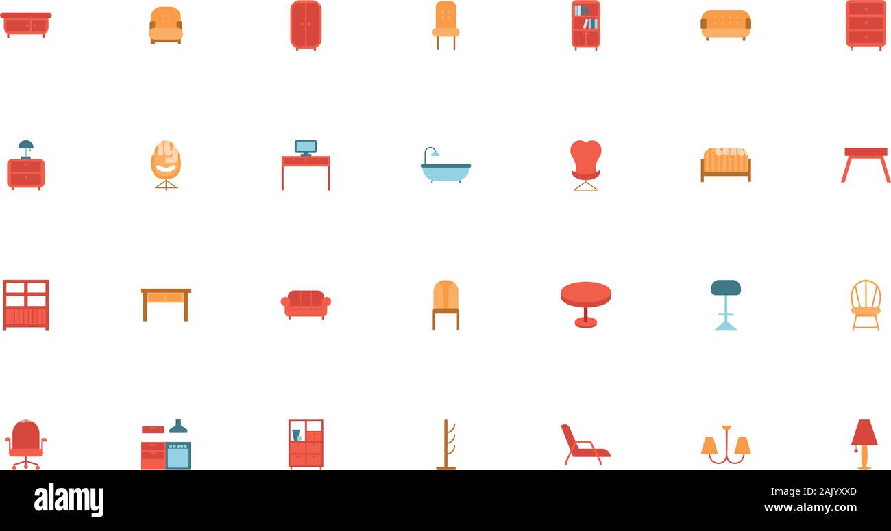 bundle of furniture set icons Stock Vector Image & Art - Alamy