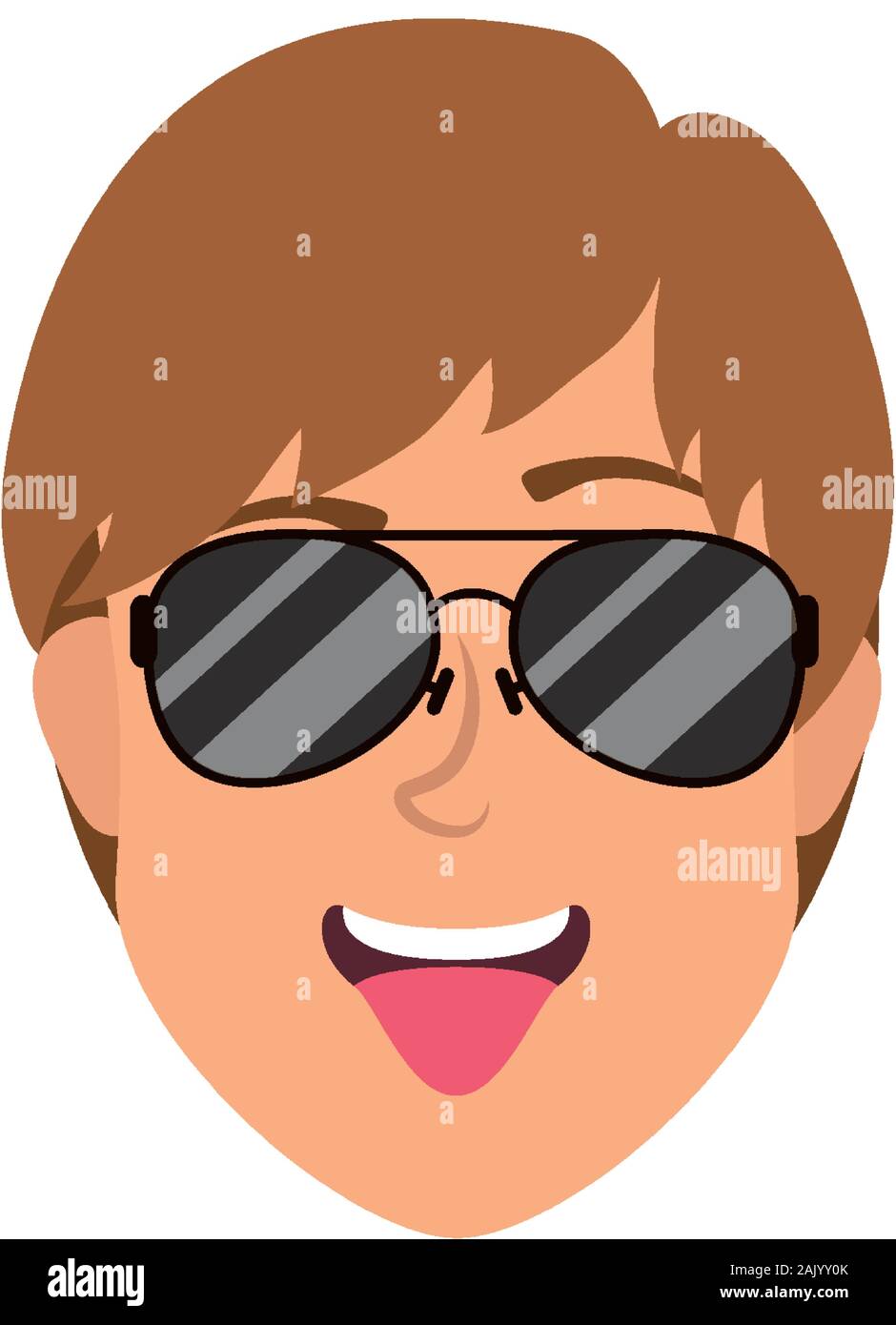 young man head with sunglasses character Stock Vector Image & Art - Alamy