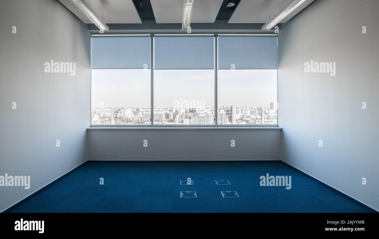 empty office with white walls and window Stock Photo
