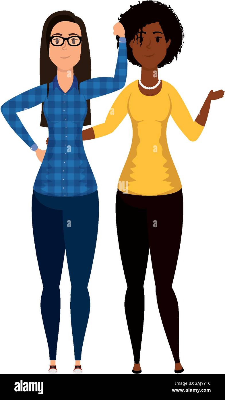 young interracial girls avatars characters Stock Vector Image & Art - Alamy