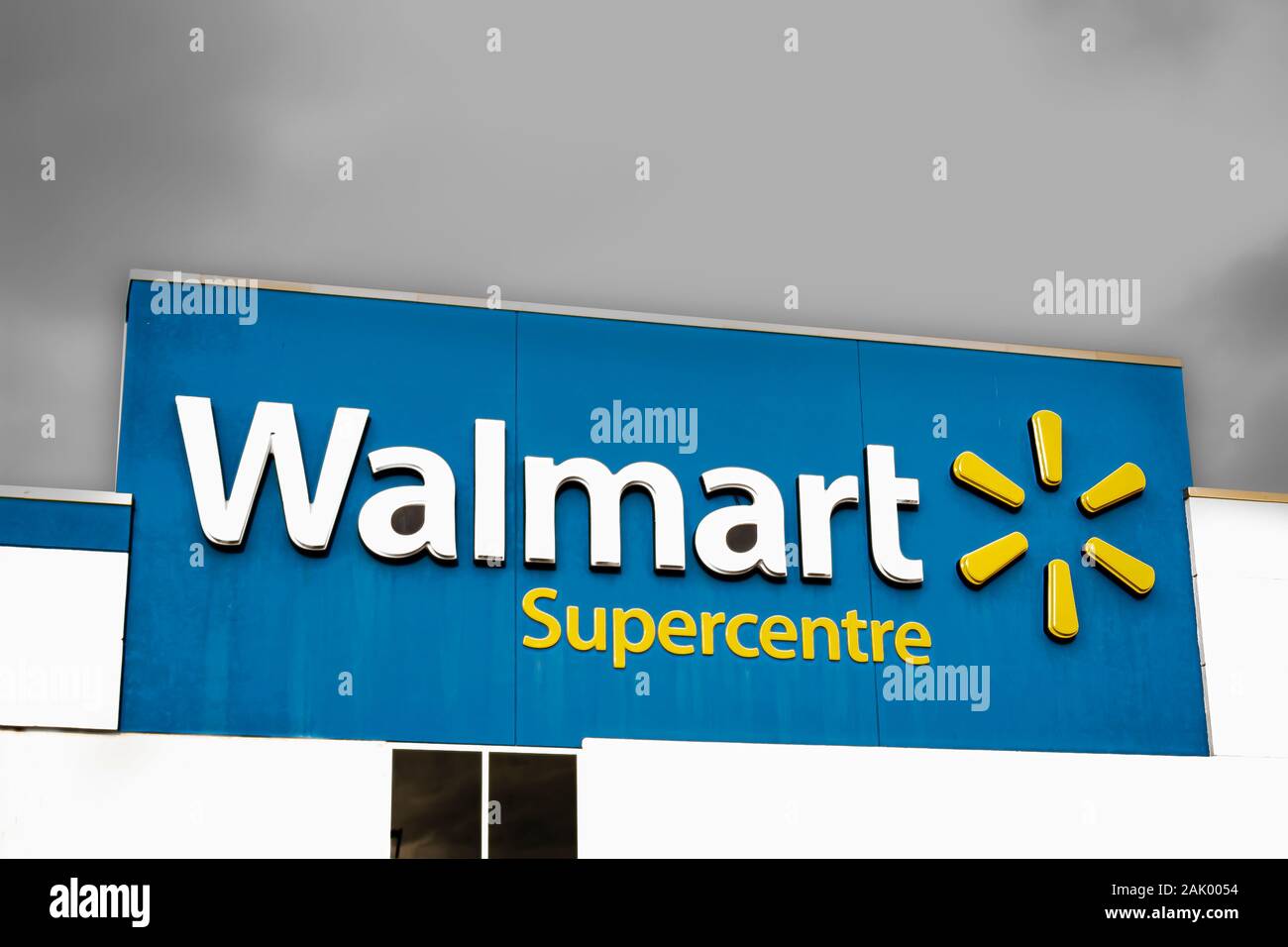 Calgary, Alberta. Canada Jan 4 2020. A close up of a Walmart sign. A