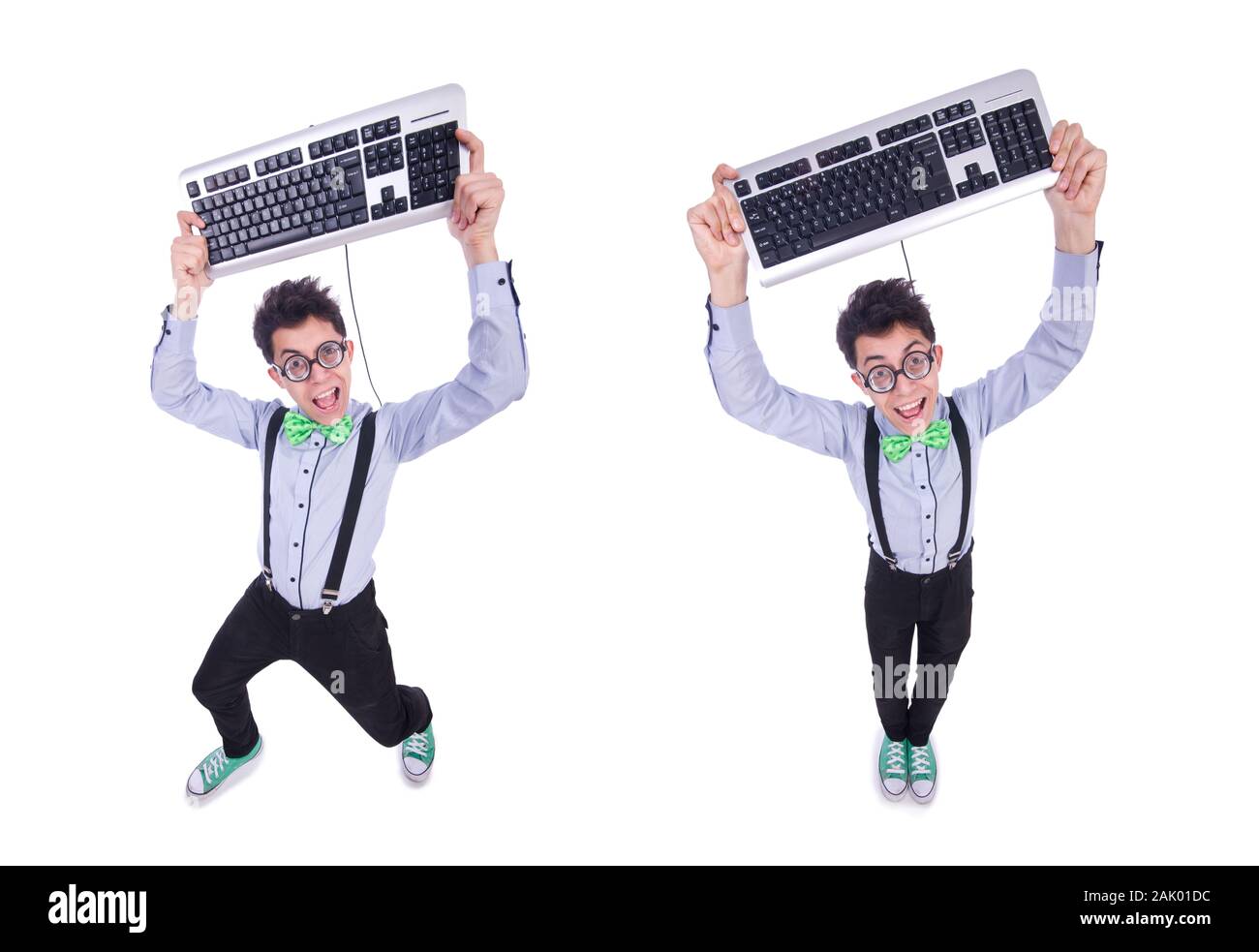 The computer geek nerd in funny concept Stock Photo