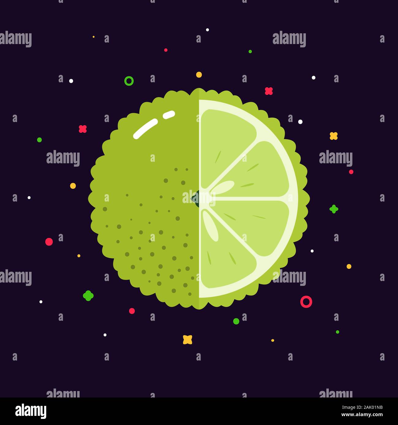 Bergamot fruit sphere with half slice logo, flat icon design template ...