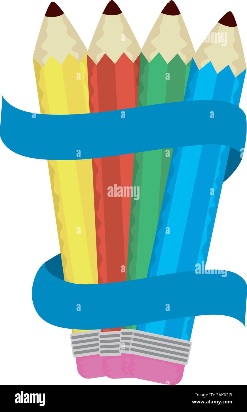 set pencils colors with ribbon Stock Vector Image & Art Alamy