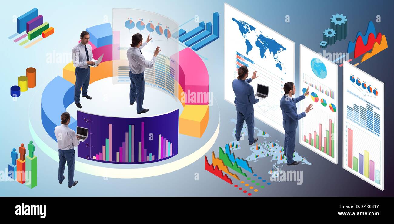 The trader working in technical visualization environment Stock Photo ...