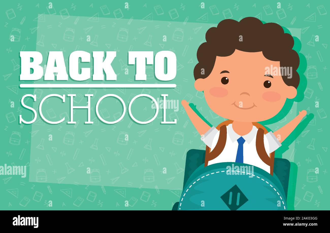 back to school card with student boy Stock Vector Image & Art - Alamy