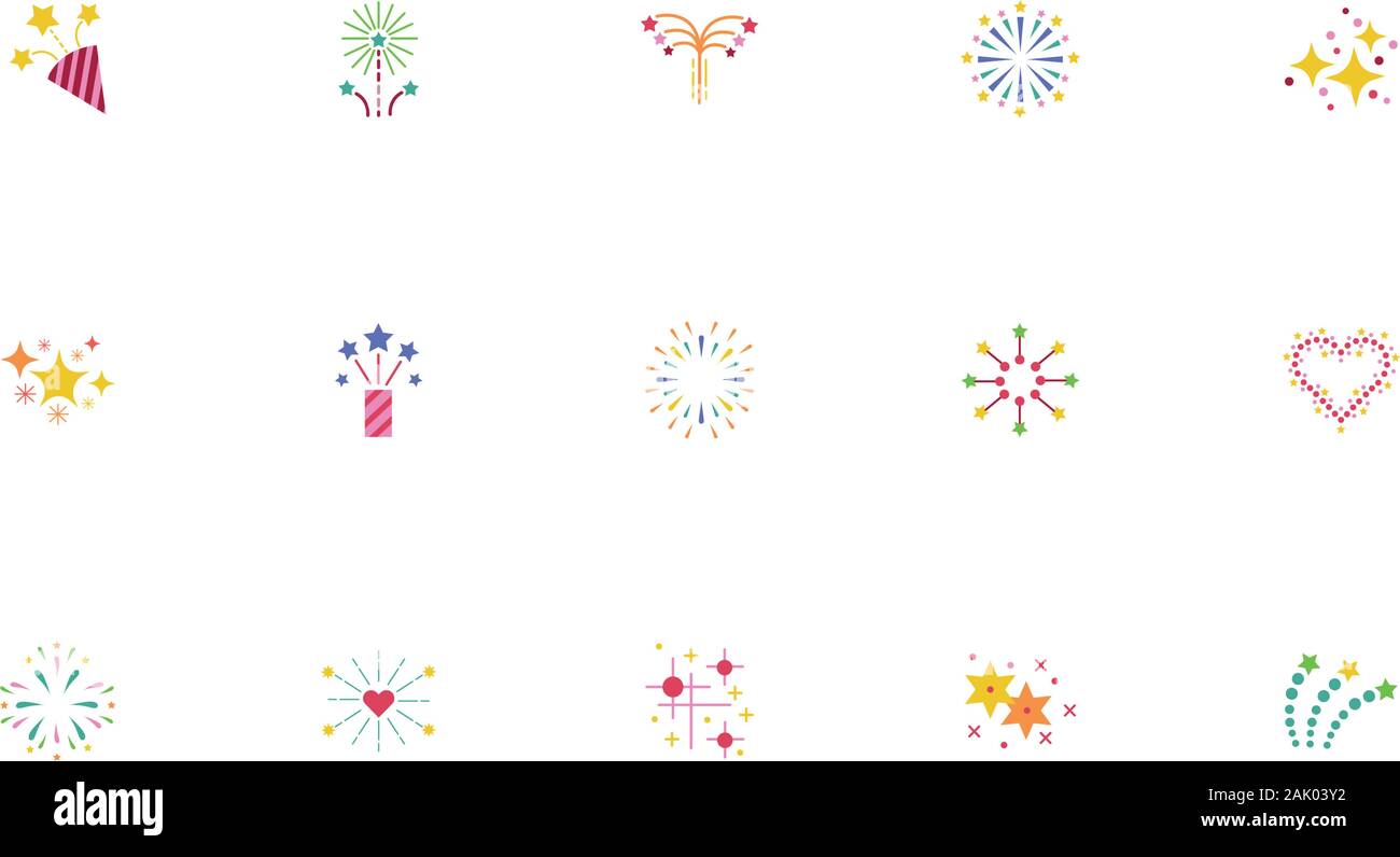 bundle of fireworks explosion splash set icons Stock Vector Image & Art ...