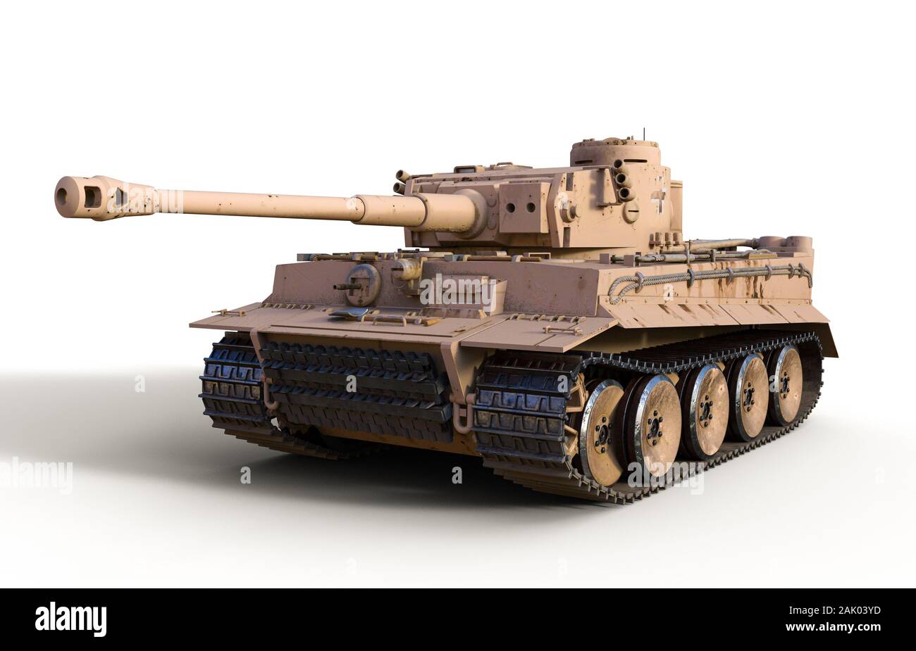 Legendary heavy German Tiger tank from WWII, isolated on white background, 3d render Stock Photo