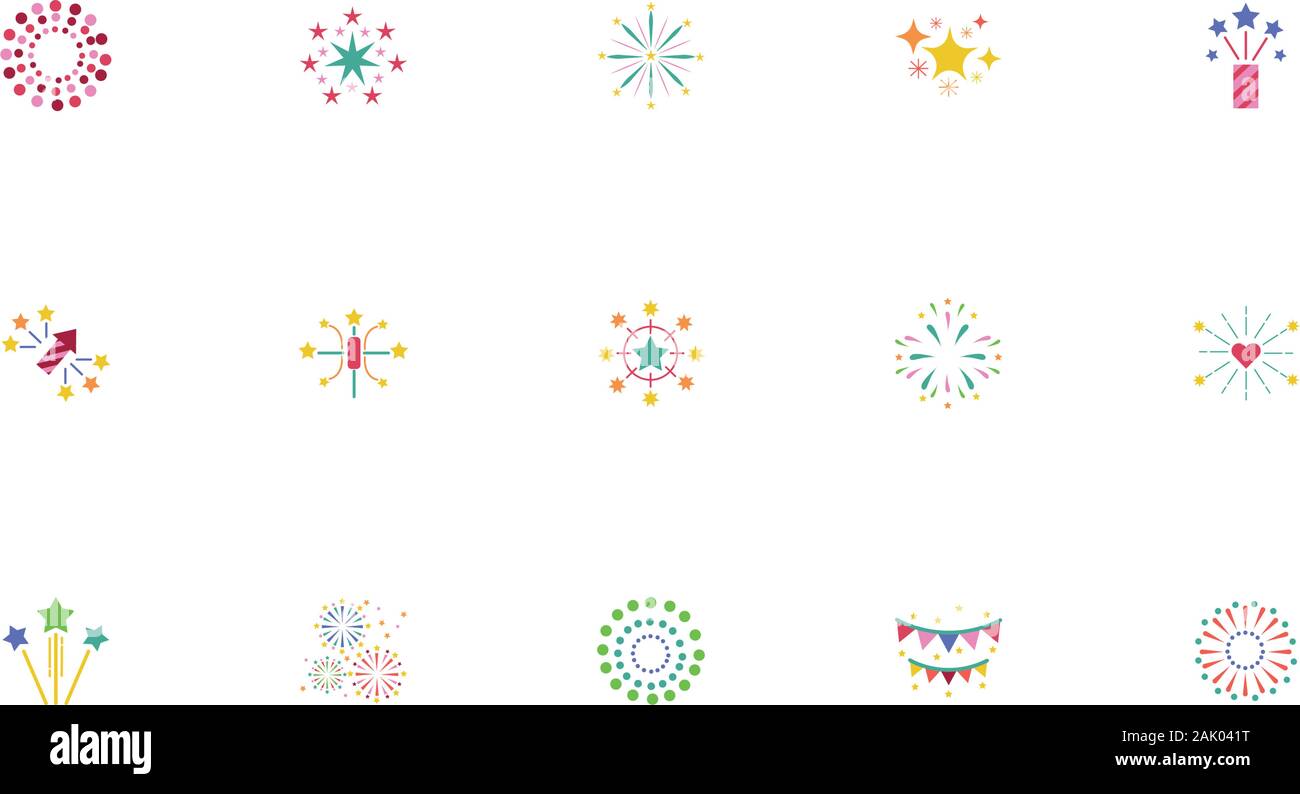 bundle of fireworks explosion splash set icons Stock Vector Image & Art ...