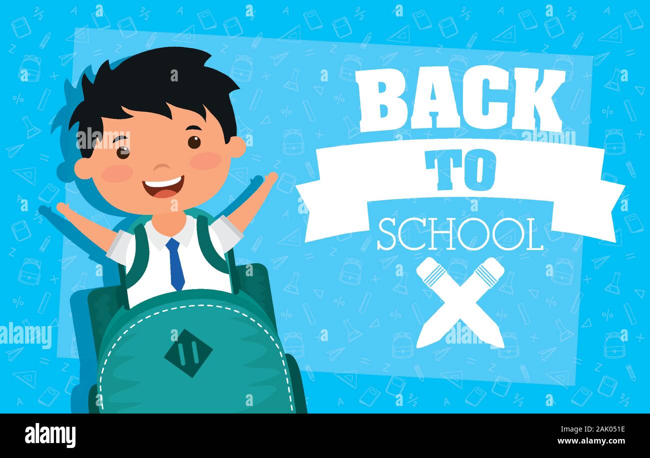 back to school card with student boy Stock Vector Image & Art - Alamy