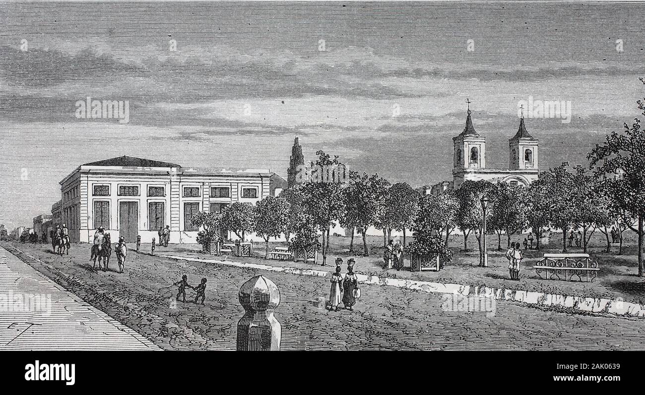 Parana, Ort im Süden Brasiliens / Parana, place in the south of Brazil, Digitale Reproduktion von einer Originalvorlage aus dem 19. Jahrhundert / digital improved reproduction of an original print from the 19th century Stock Photo