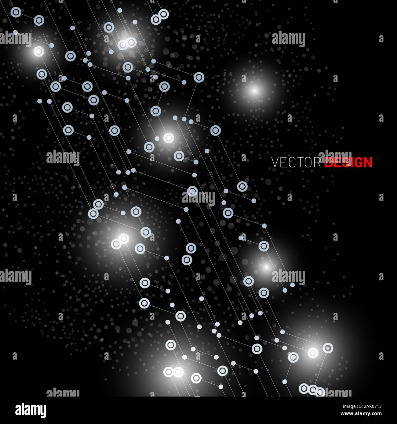 Abstract digital technology black background. lines and points connected. vector design illustration. Stock Vector