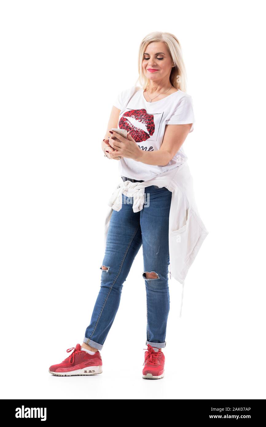 Cool Modern Middle Age Mature Attractive Woman In Casual Clothes