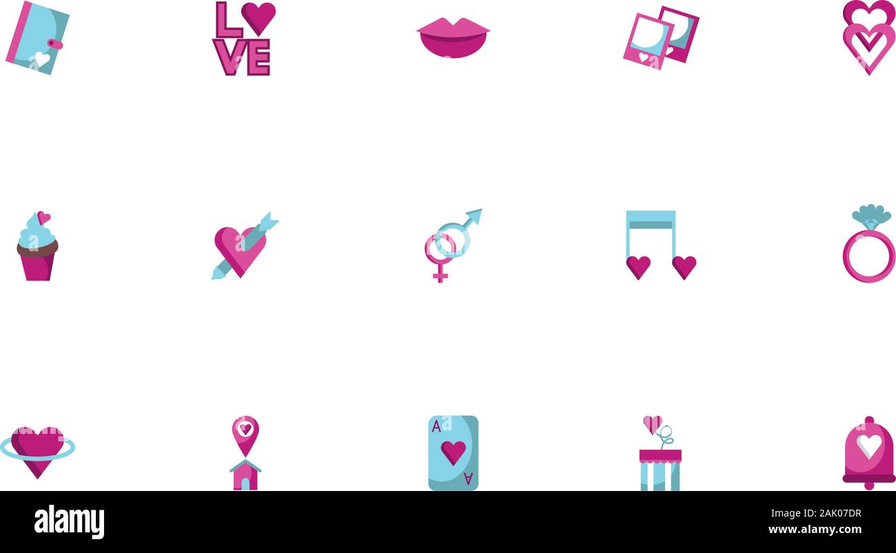 bundle of happy valentines day set icons Stock Vector Image & Art - Alamy