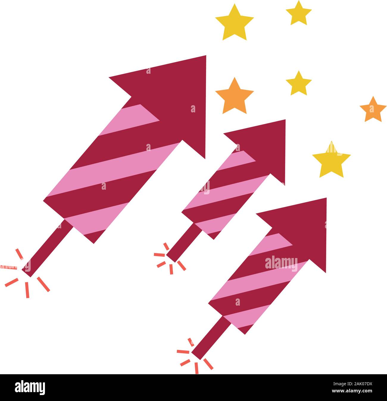 firework rockets flat style icons Stock Vector