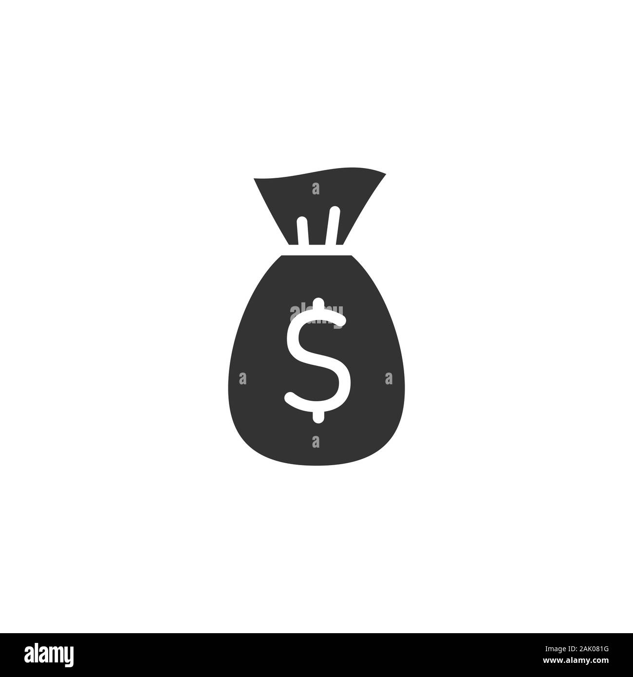 Money bag icon in flat style. Moneybag with dollar vector illustration ...