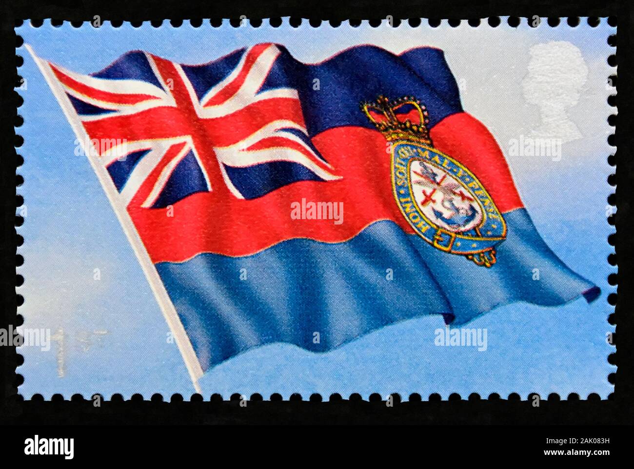 Postage stamp. Great Britain. Queen Elizabeth II. Centenary of Royal Navy Submarine Service. Flag of Chief of Defence Staff. 1st. class. 2001. Stock Photo