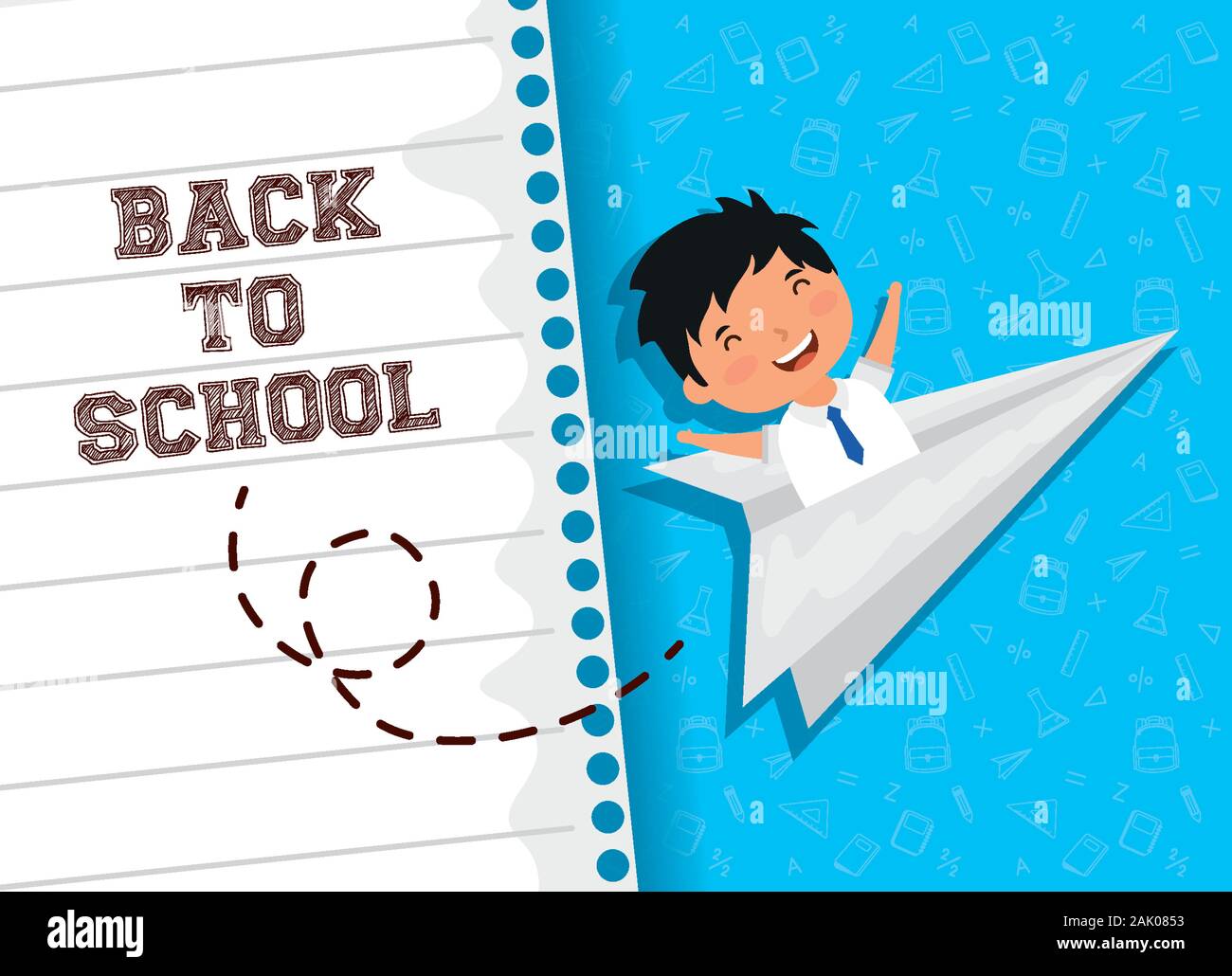 back to school card with student boy Stock Vector Image & Art - Alamy