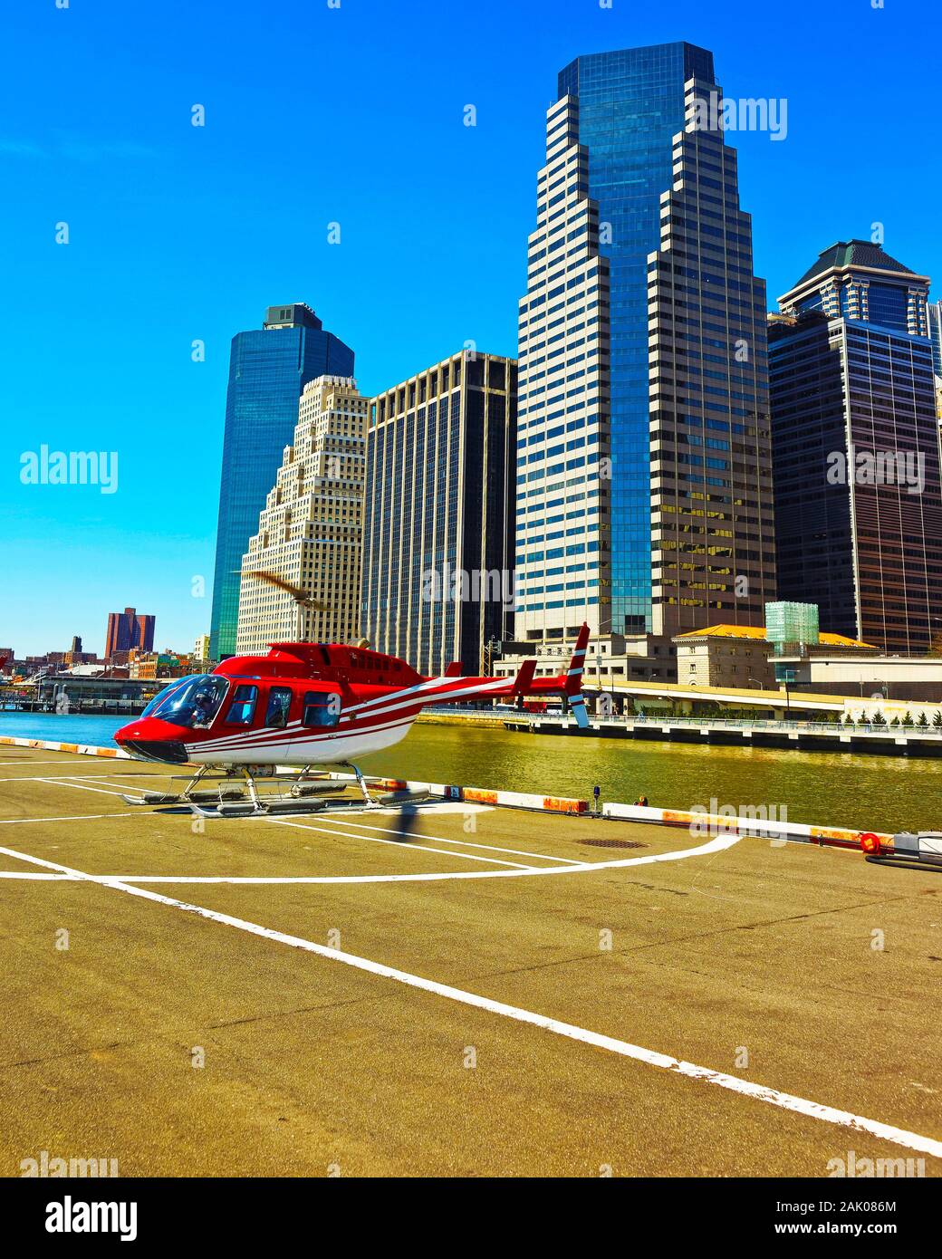 Helicopter Landing On Skyscraper High Resolution Stock Photography and