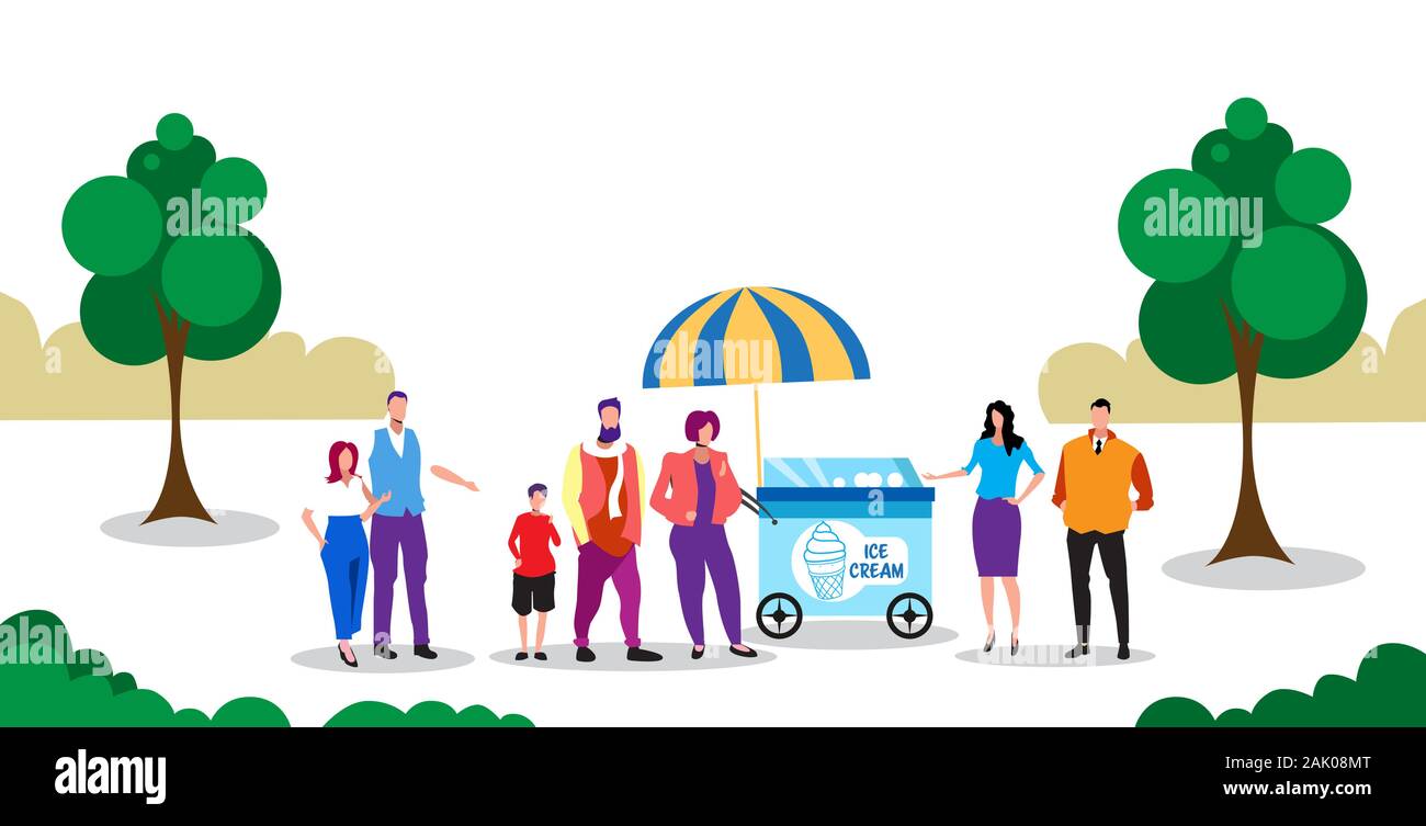 Queue buying ice cream Stock Vector Images - Alamy