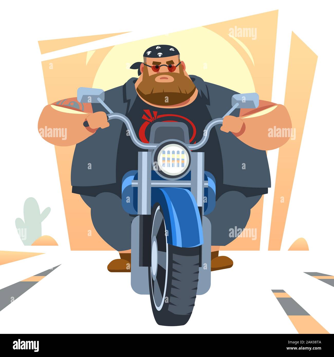 Big biker rides motorcycle, turns, bright colors motorcycle, sports fast  motorcycle. Cartoon, flat vector illustration isolated in white background  Stock Vector Image & Art - Alamy