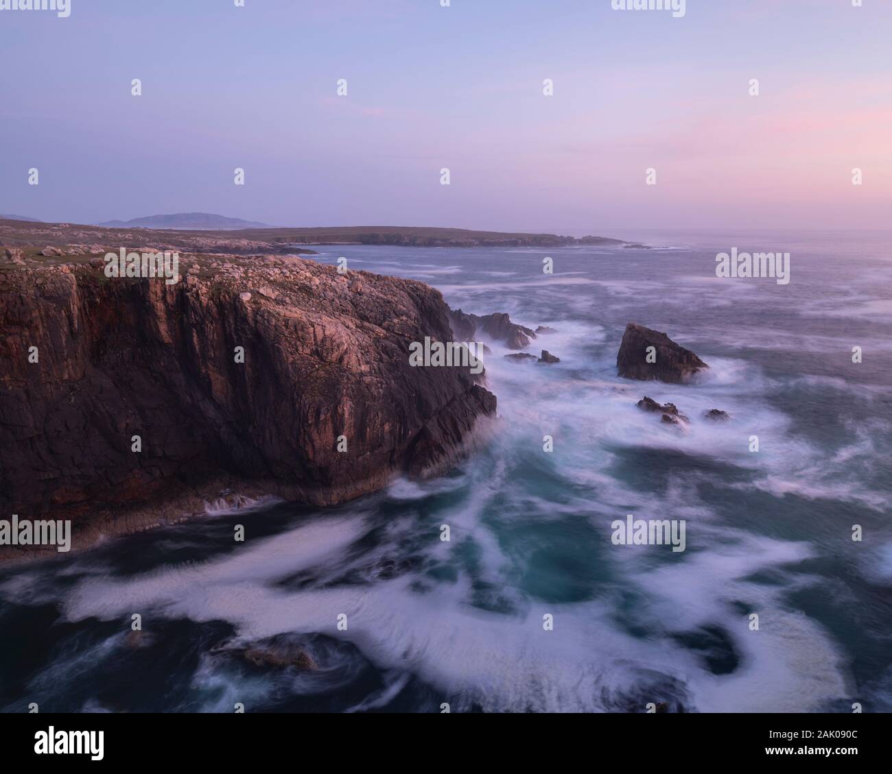 Dramatic coastal sea cliffs at Mangersta, Isle of Lewis, Outer Hebrides, Scotland Stock Photo