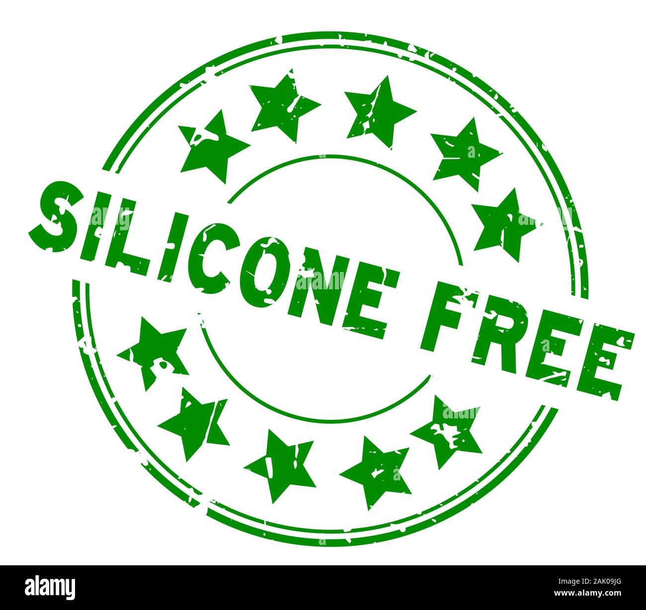 Grunge green silicone free word with star icon round rubber seal stamp ...