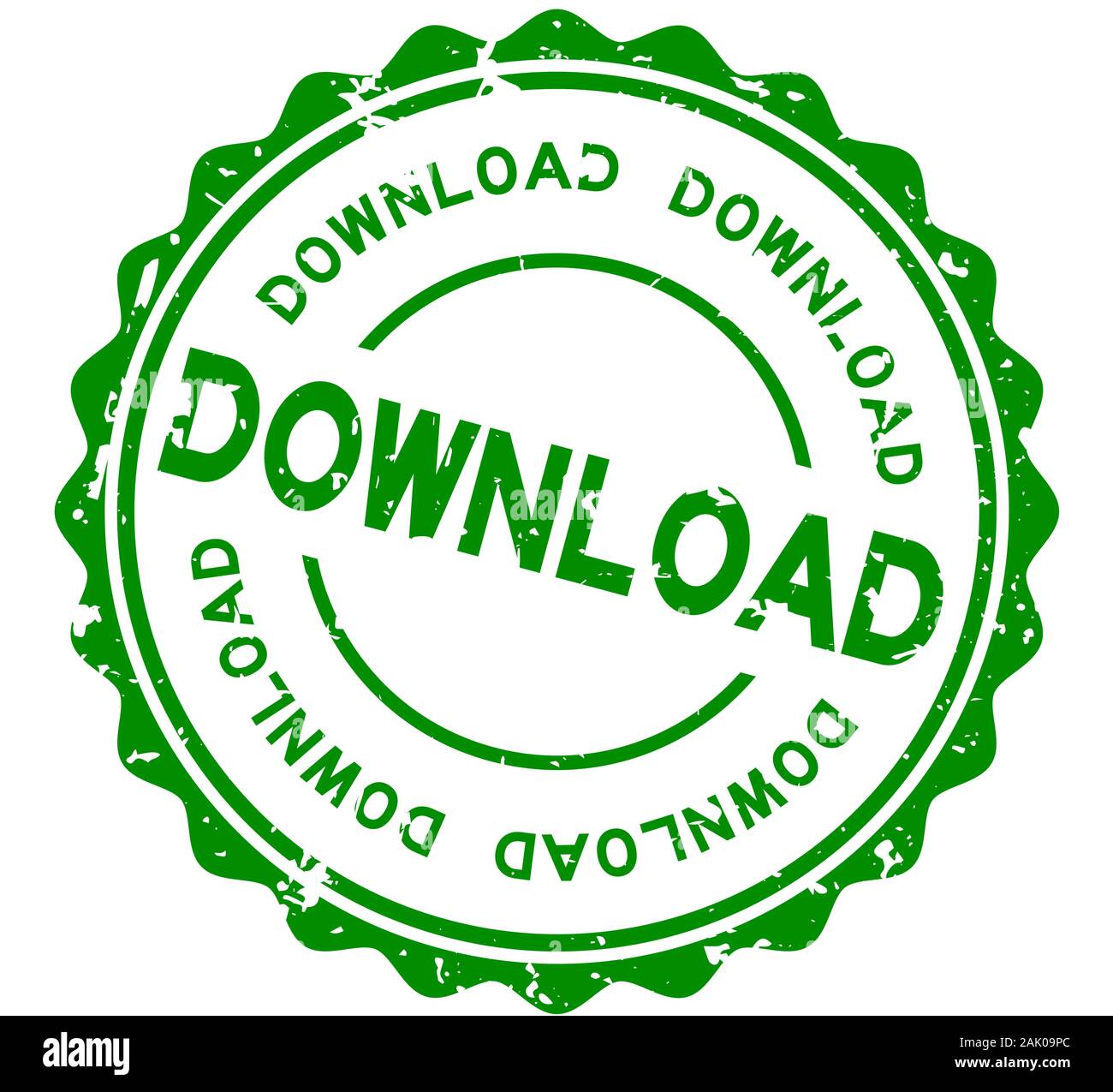 Grunge green download word round rubber seal stamp on white background ...