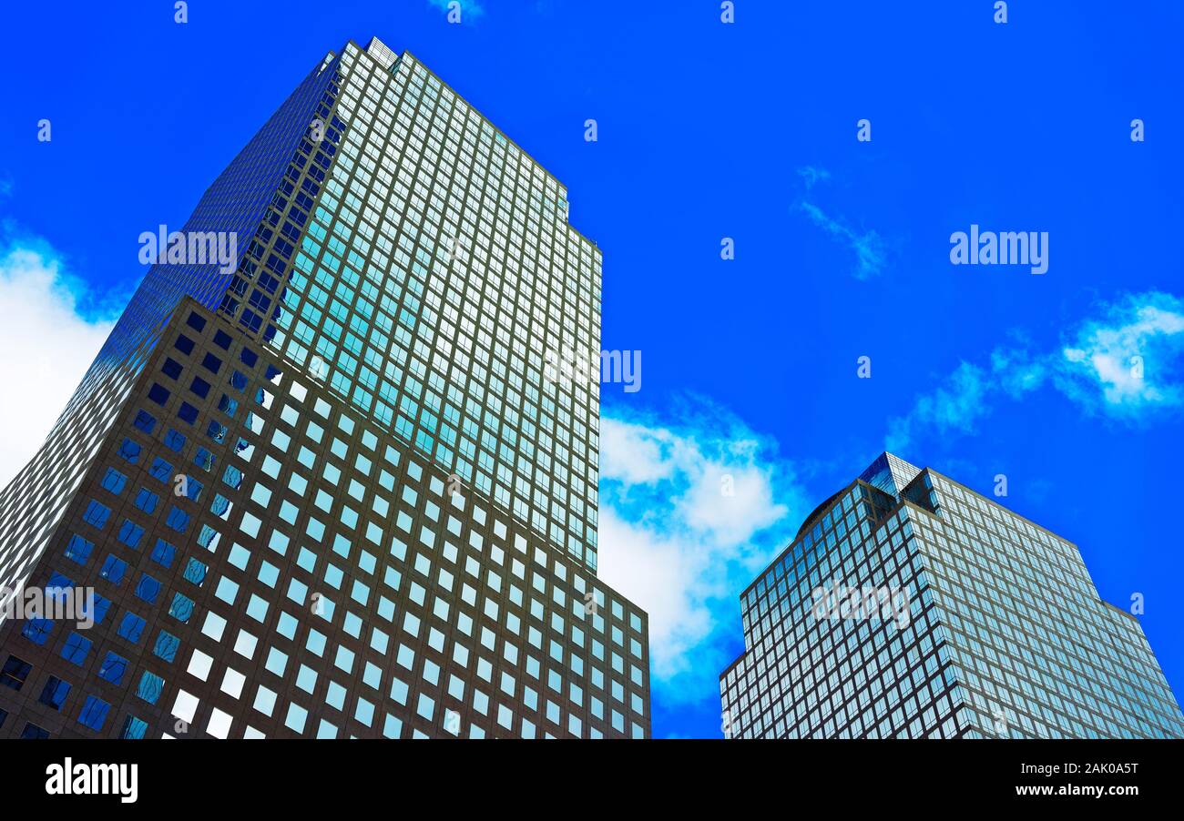 Three World Financial Center in Financial District US reflex Stock Photo