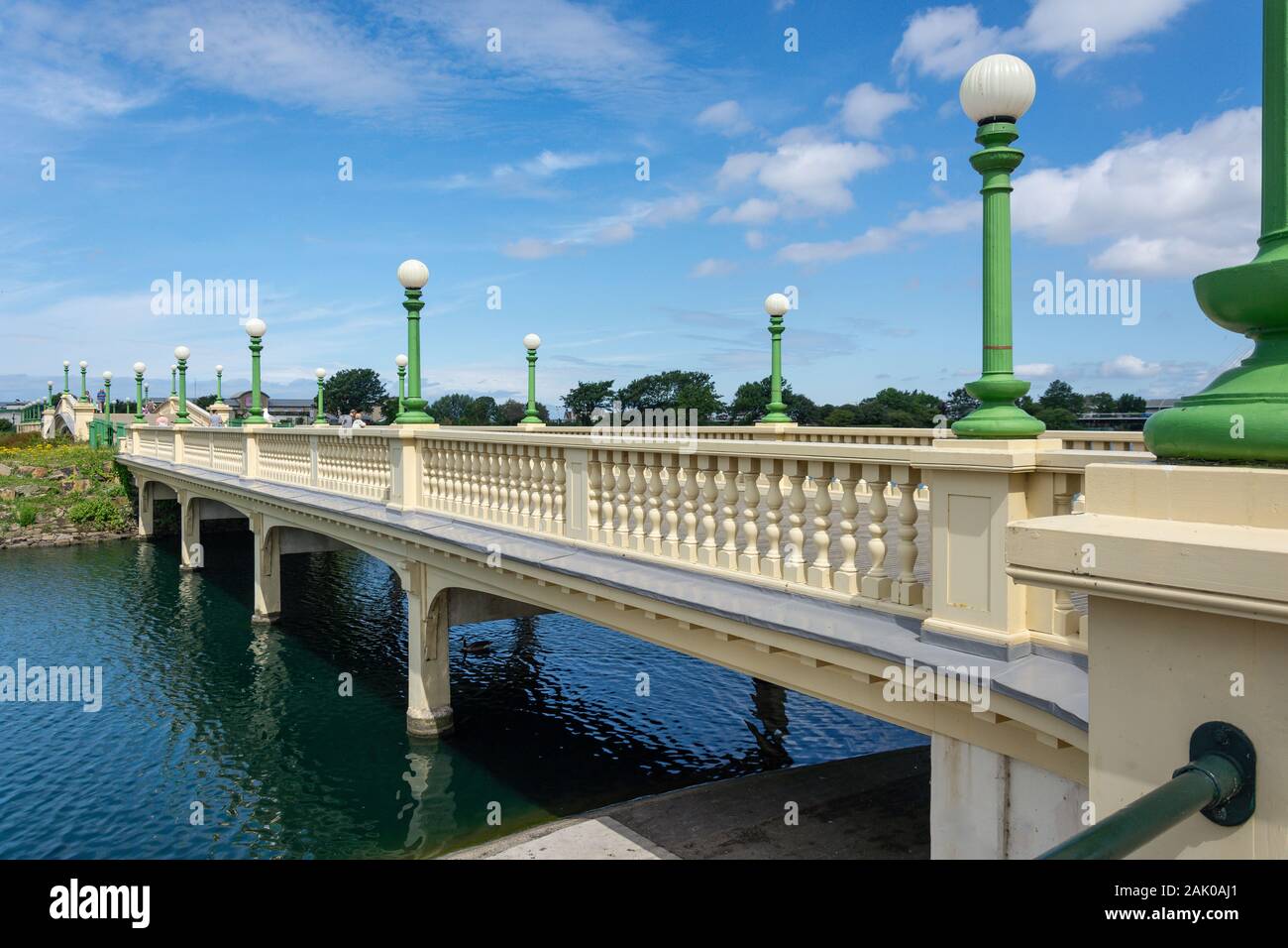 Bridge over Marine Lake, Scarisbrick Avenue, King's Gardens, Southport, Merseyside, England, United Kingdom Stock Photo