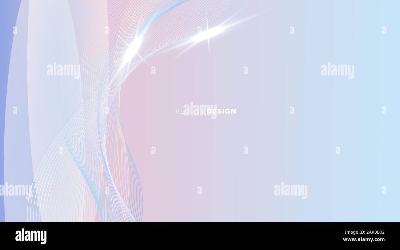 Abstract background with shiny waves and bokeh light. Vector illustration of a bright design Stock Vector