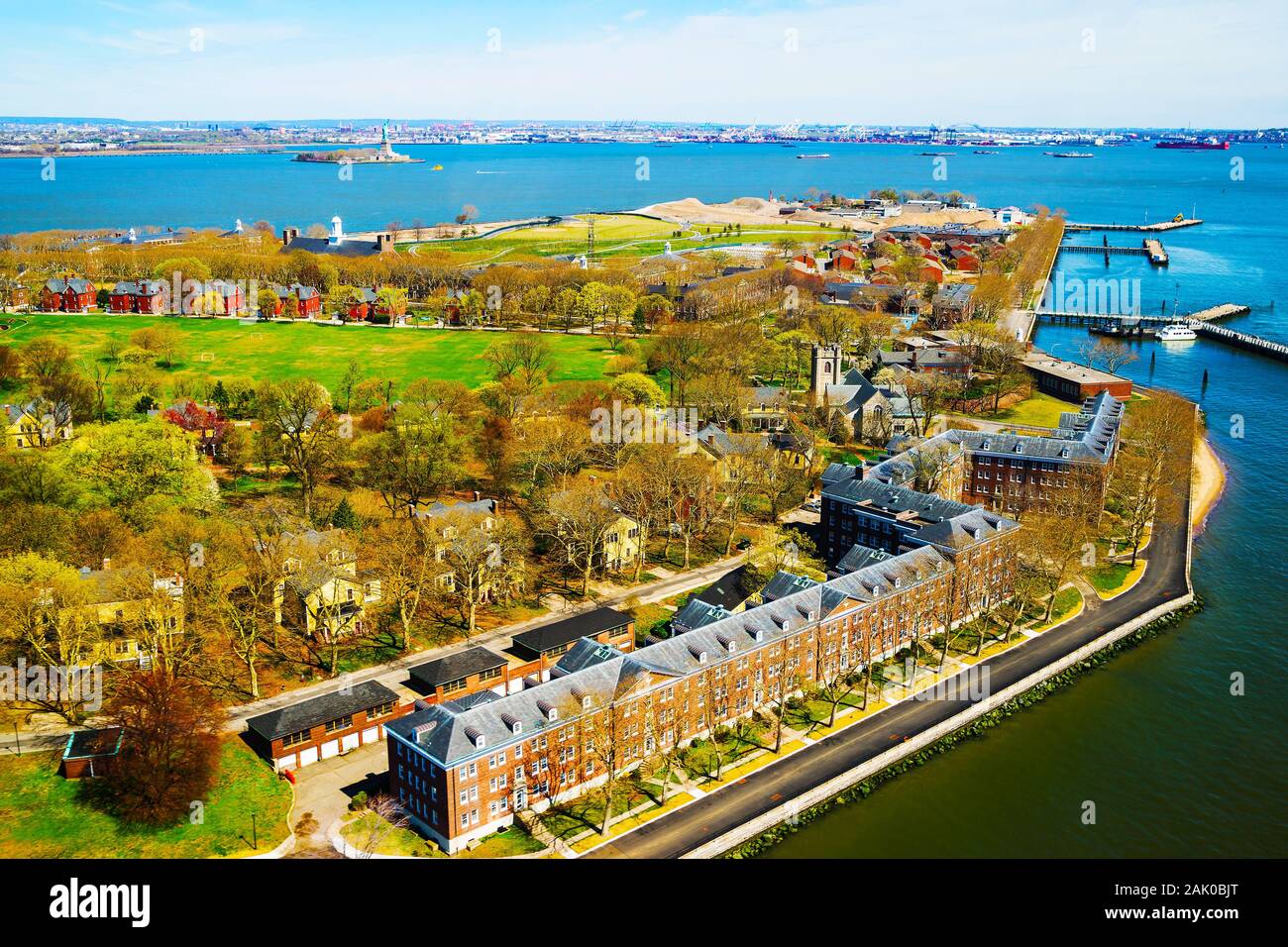 Governors Island in Upper New York Bay NYC reflex Stock Photo
