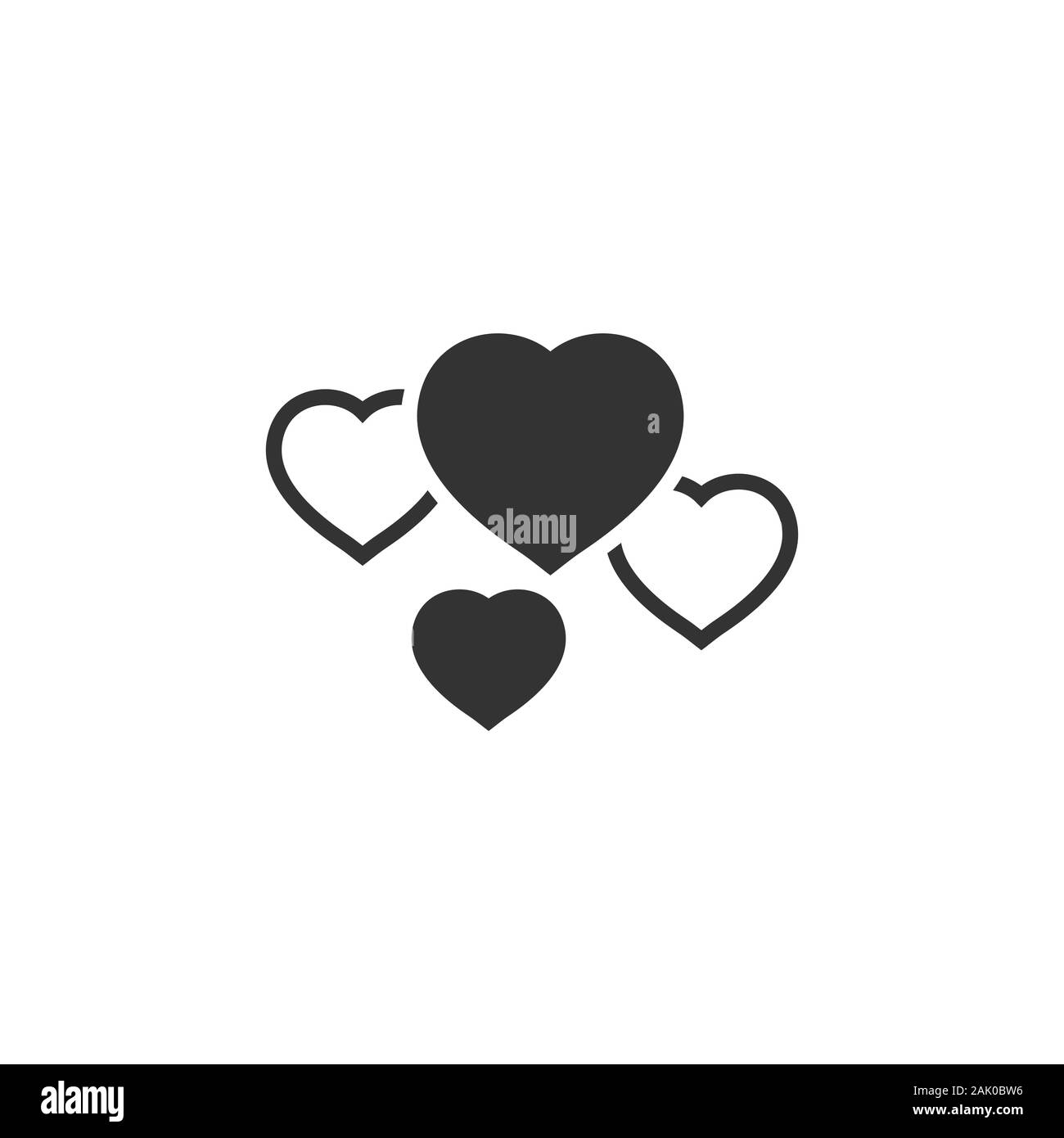 Heart icon in flat style. Love vector illustration on white isolated ...