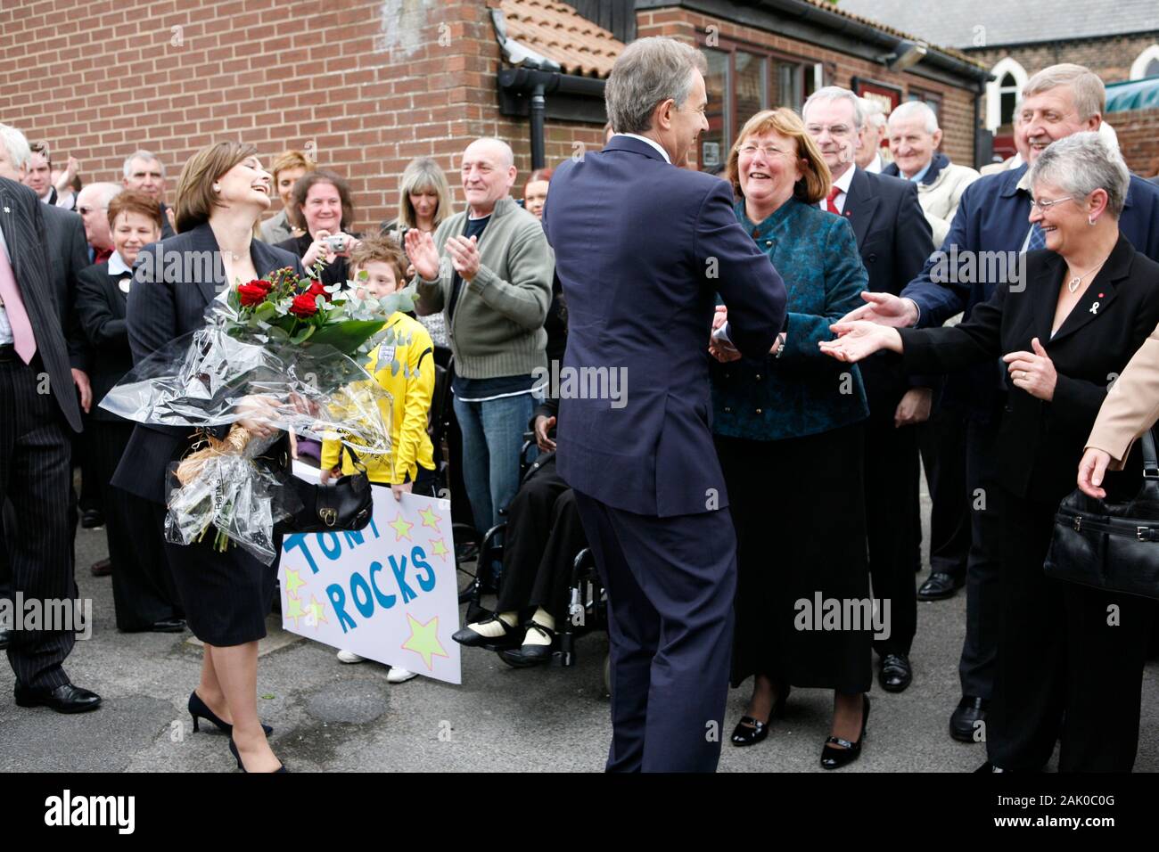 Prime Minister Tony Blair leaving Trimdon Labour club after annoucing