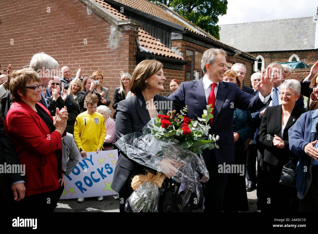 Prime Minister Tony Blair leaving Trimdon Labour club after annoucing