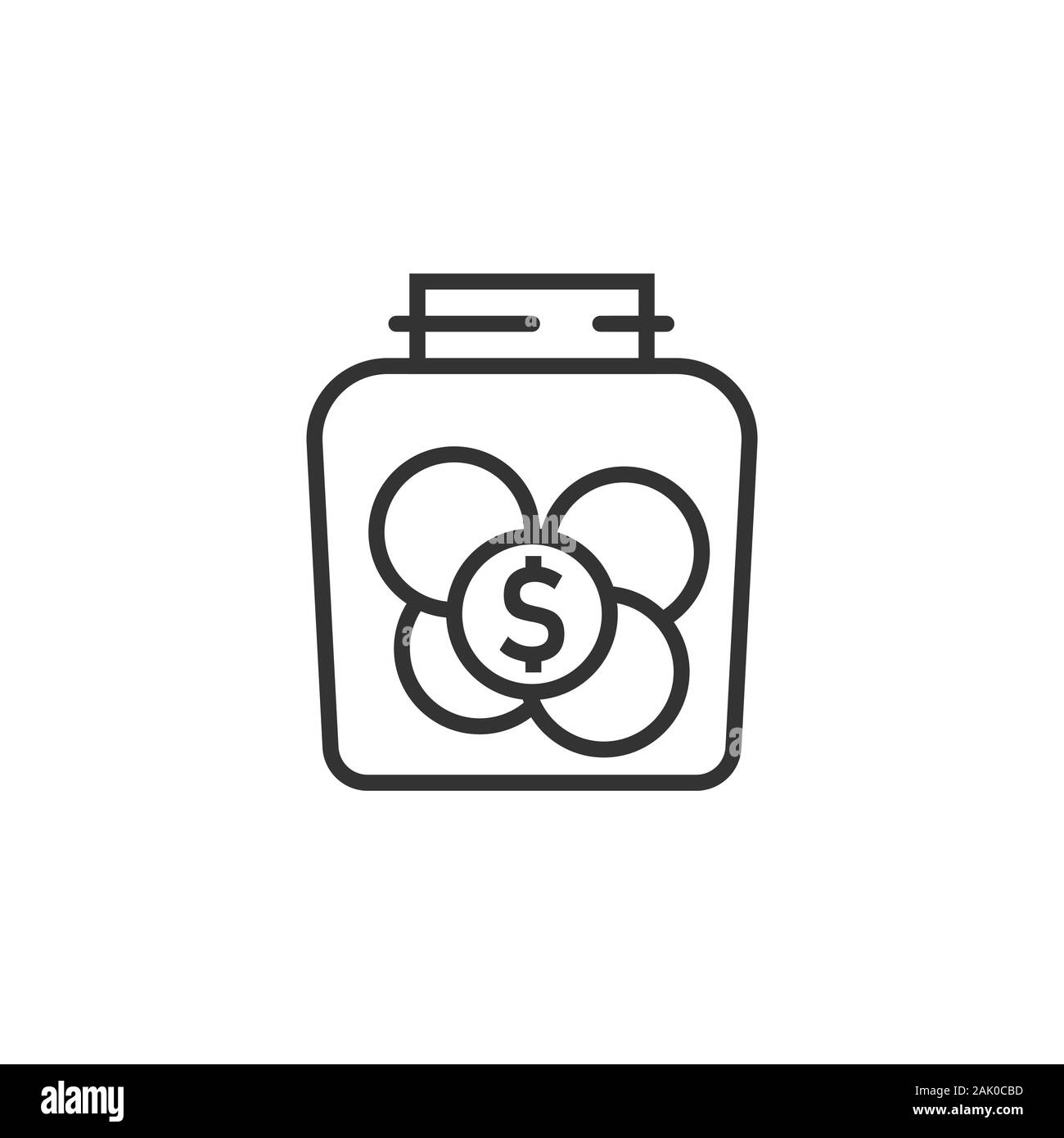 Money box icon in flat style. Coin jar container vector illustration on ...