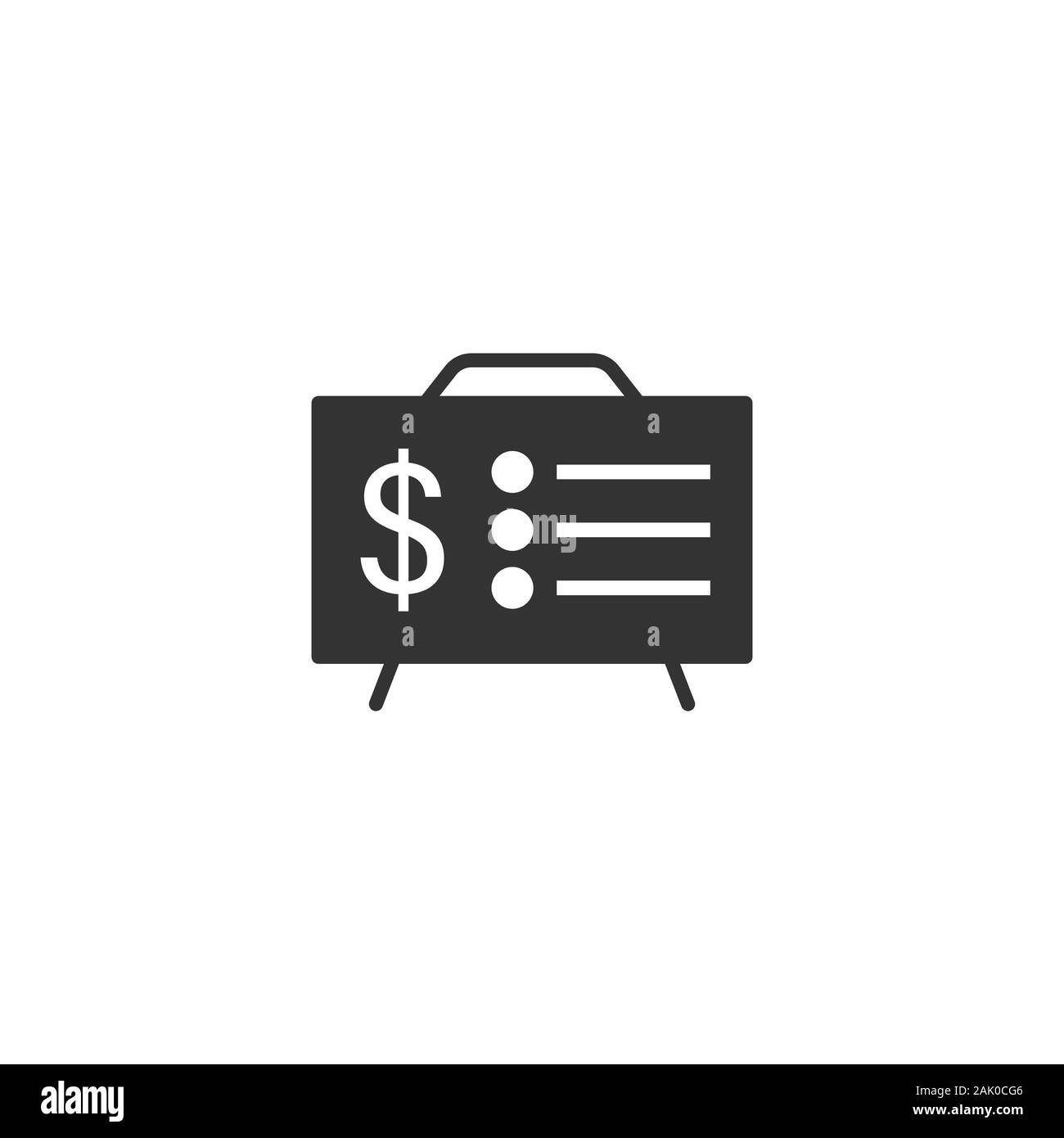Financial presentation icon in flat style. Money analysis vector ...