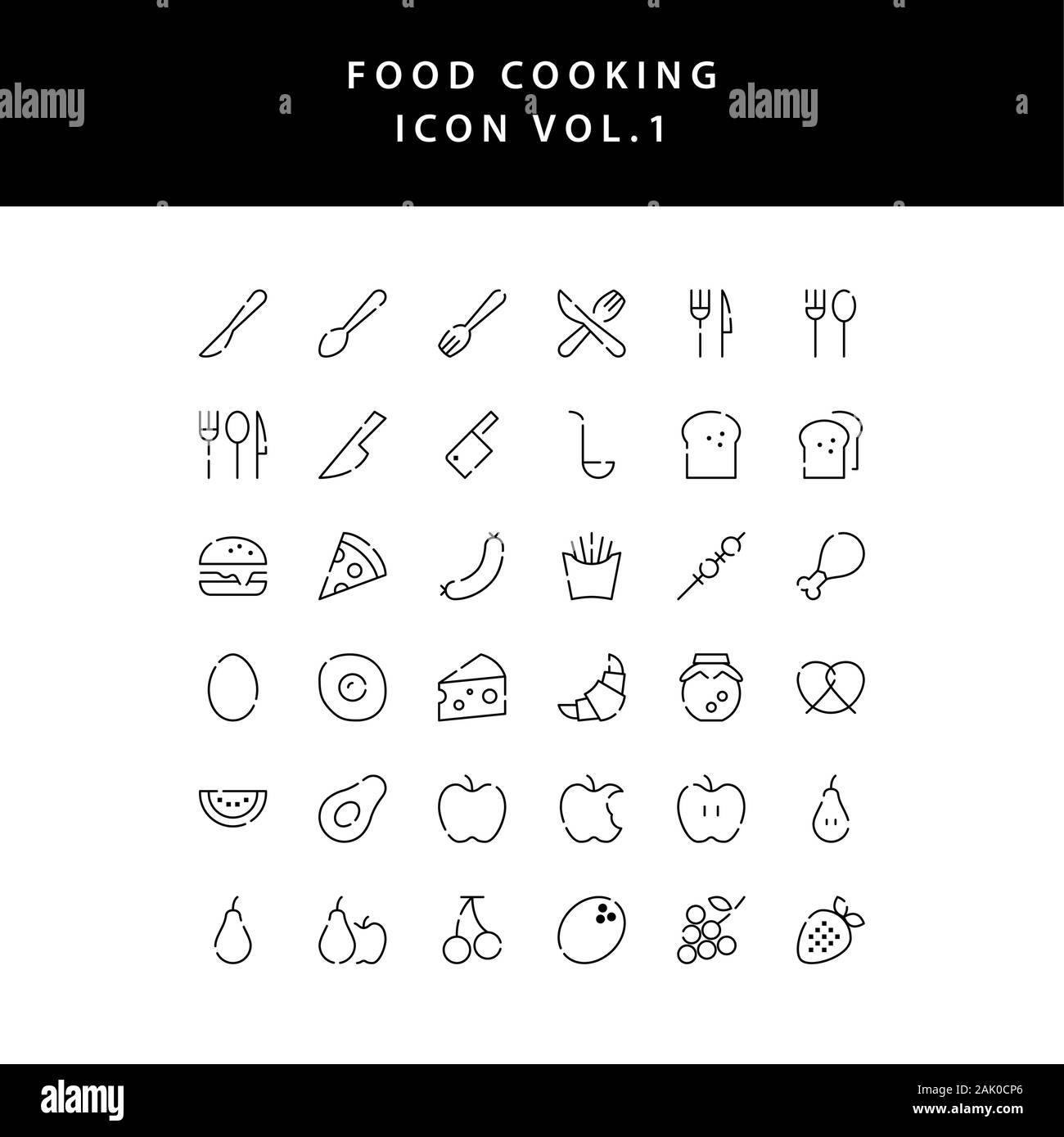 food cooking icon outline set vol 1 Stock Vector