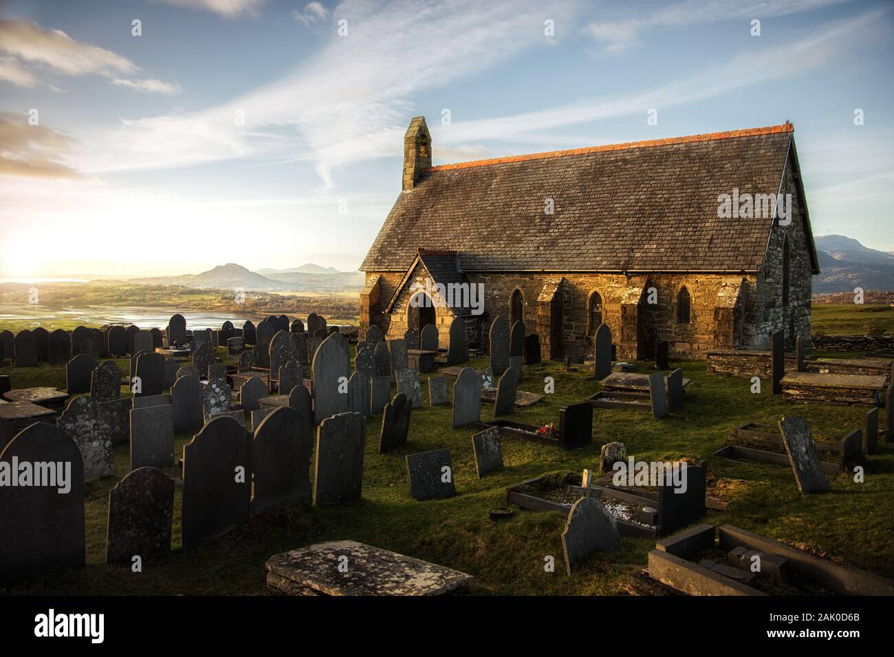 Saint Tecwyn's Church in Snowdonia National Park, Wales, UK Stock Photo