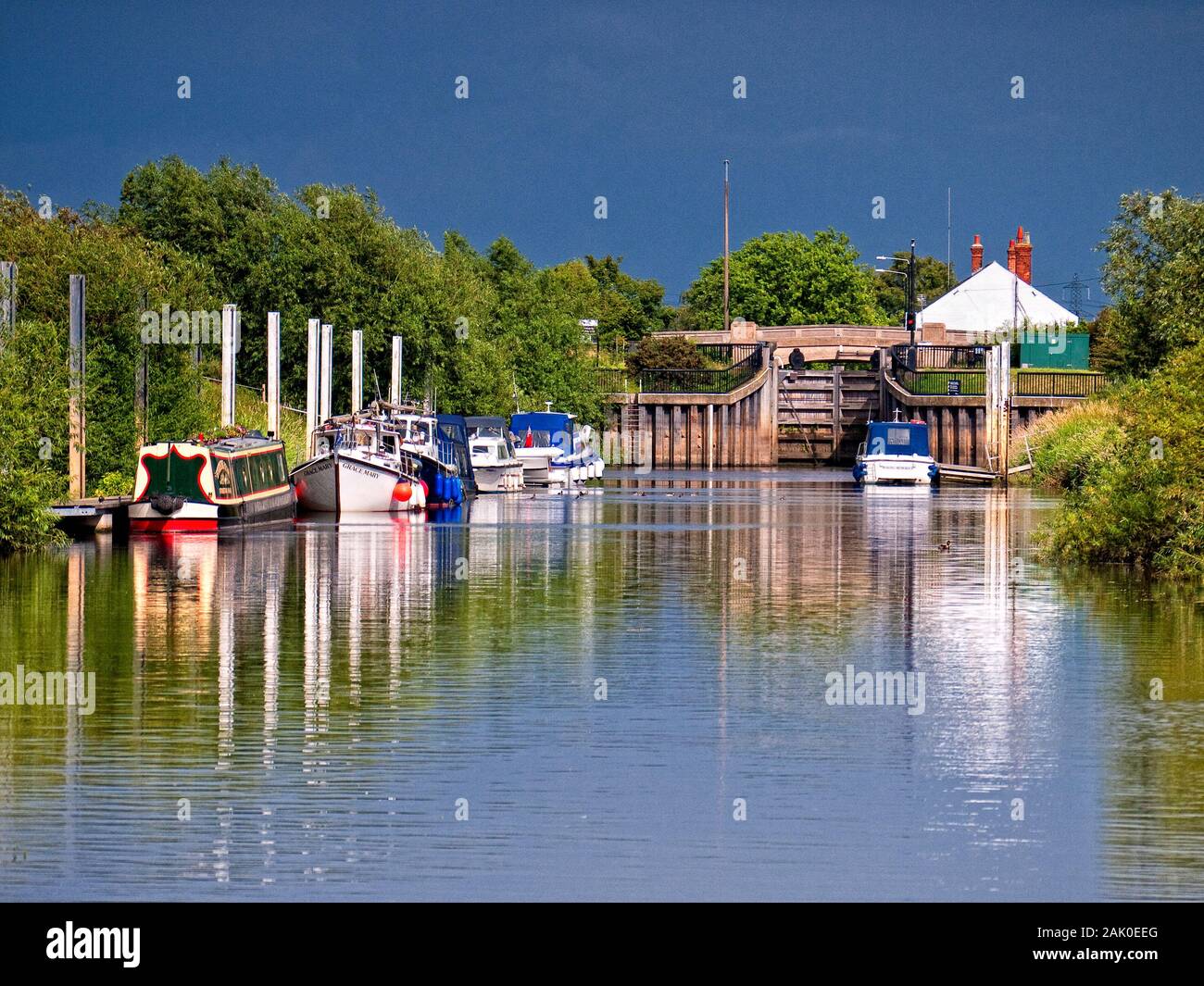 Entrance to Torksey Lock from the River Trent Stock Photo