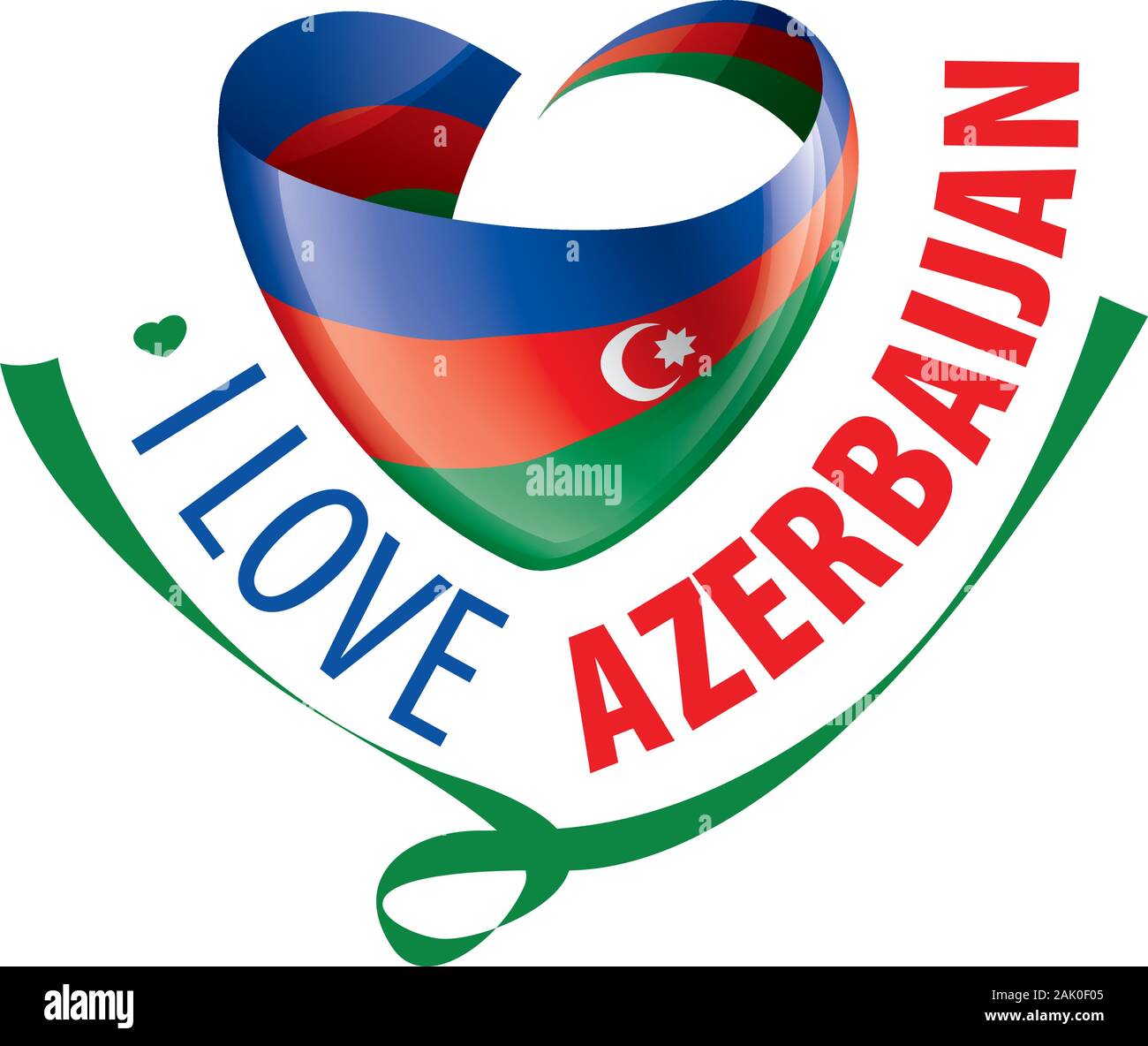 The national flag of the Azerbaijan and the inscription I love ...