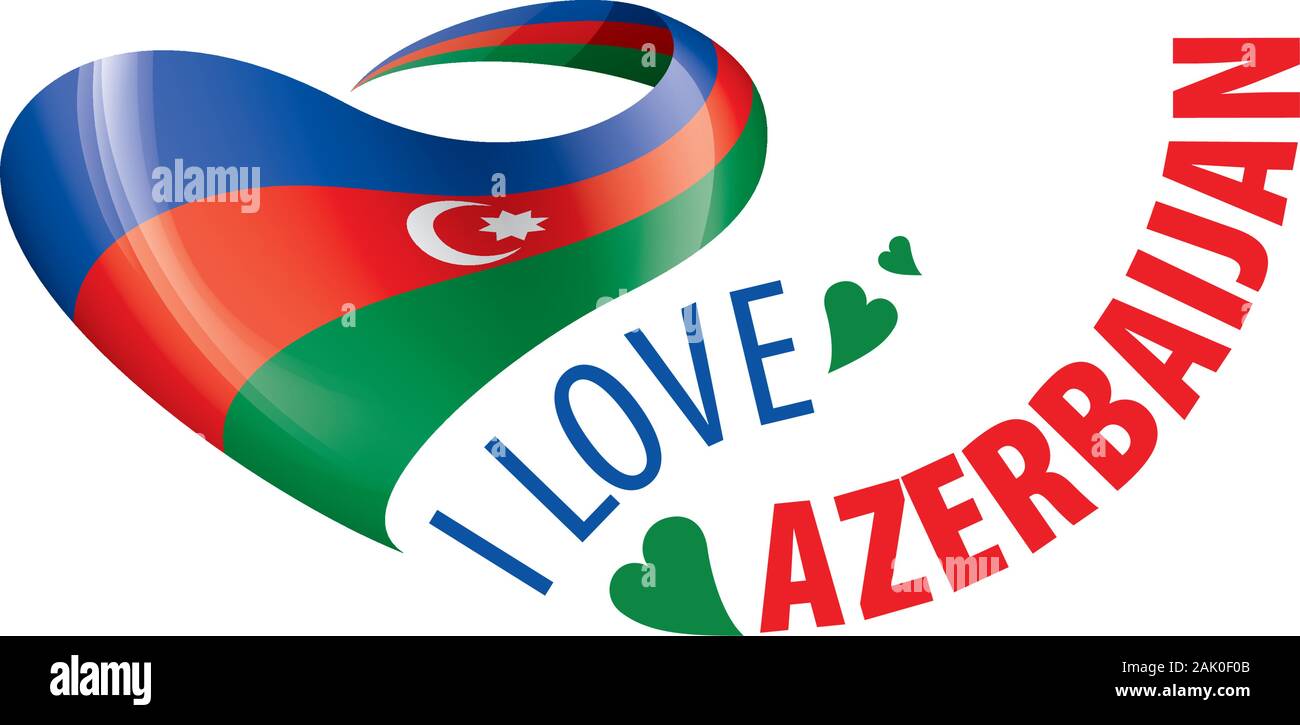The national flag of the Azerbaijan and the inscription I love ...