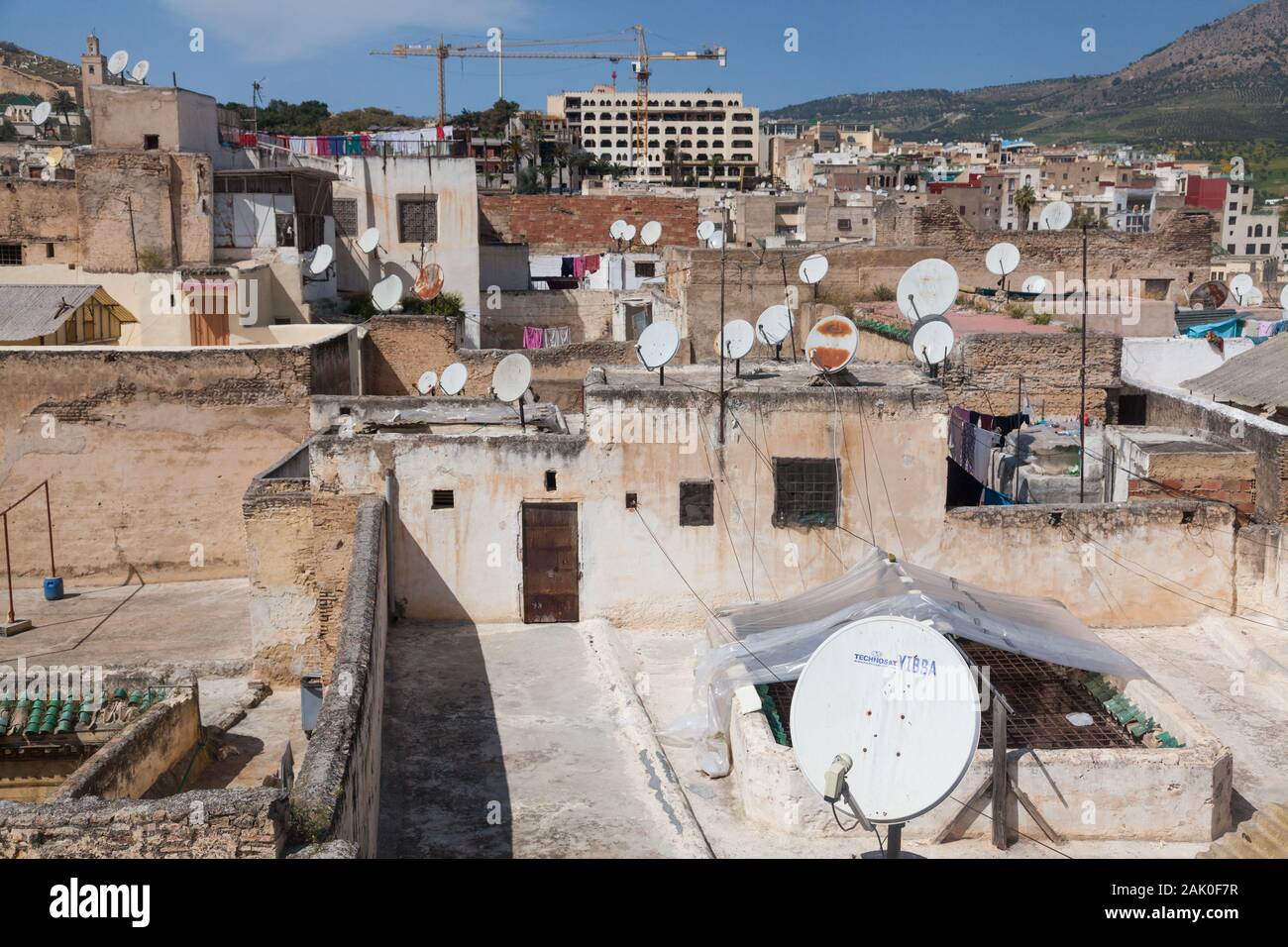 Lots of satellite dishes on the rooftops of buildings in Fes (also ...