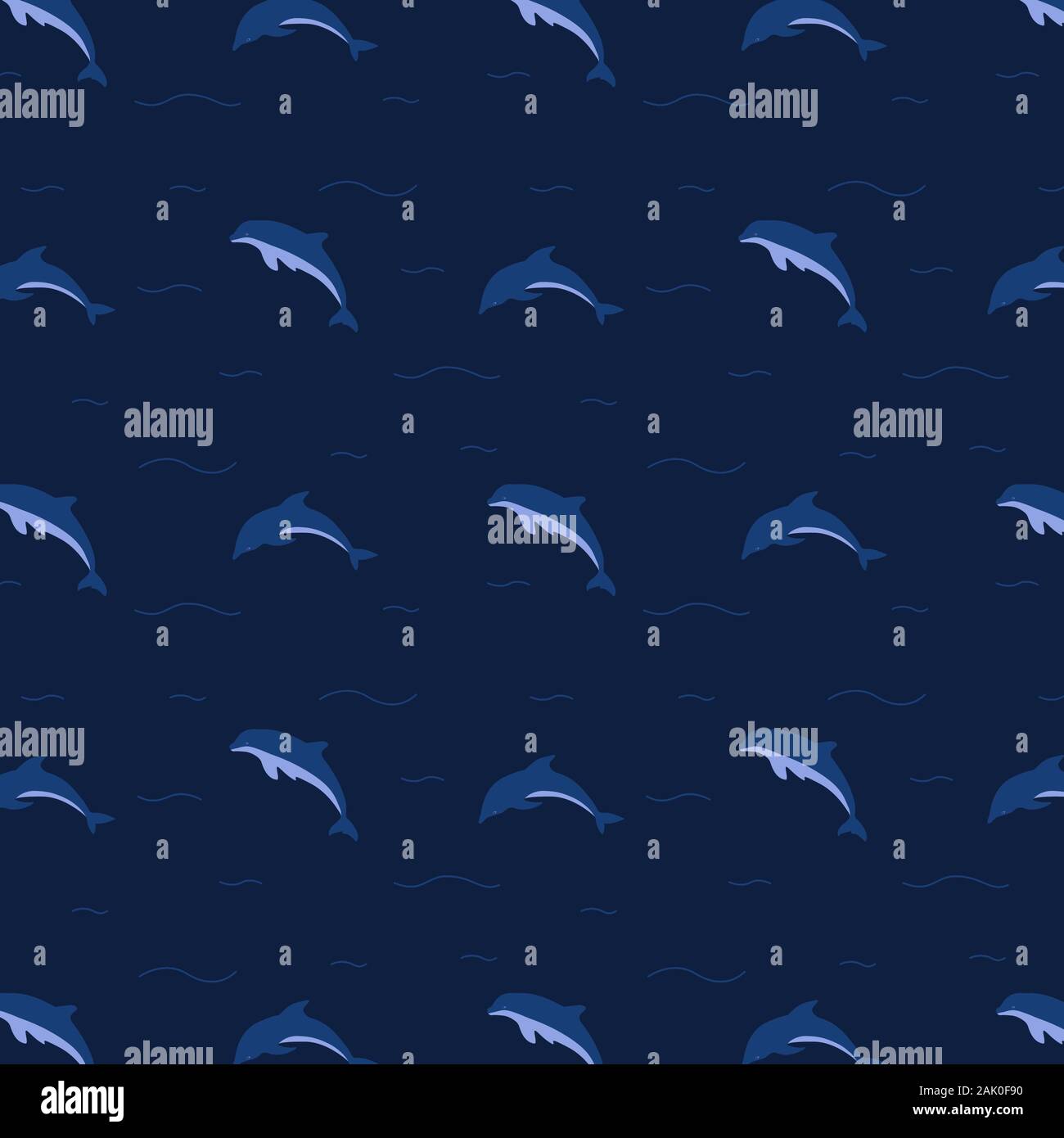 A seamless pattern on a blue background of dolphins in the ocean ...