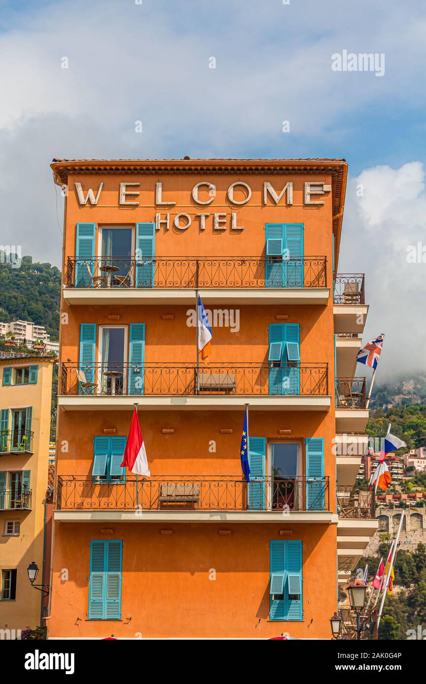 Welcome Hotel in Villefranche Stock Photo